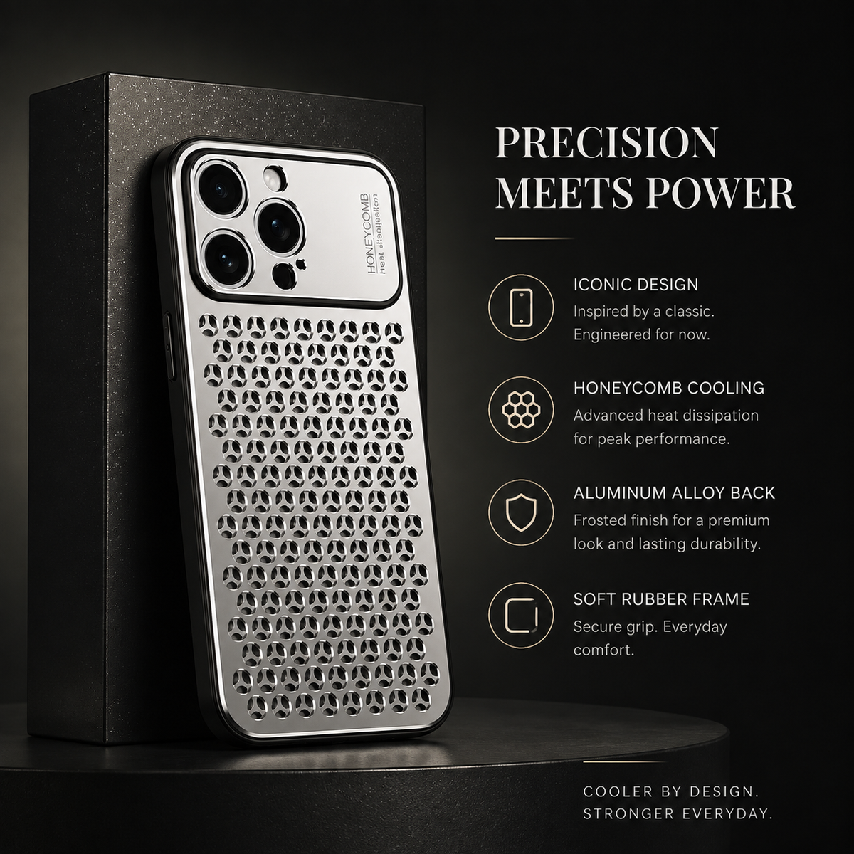 Premium iPhone Case Aluminum Alloy Metal Frame Breathable Back Protective Cover Ultra Thin Anti Scratch Anti Fingerprint Slim Lightweight Heat Dissipation