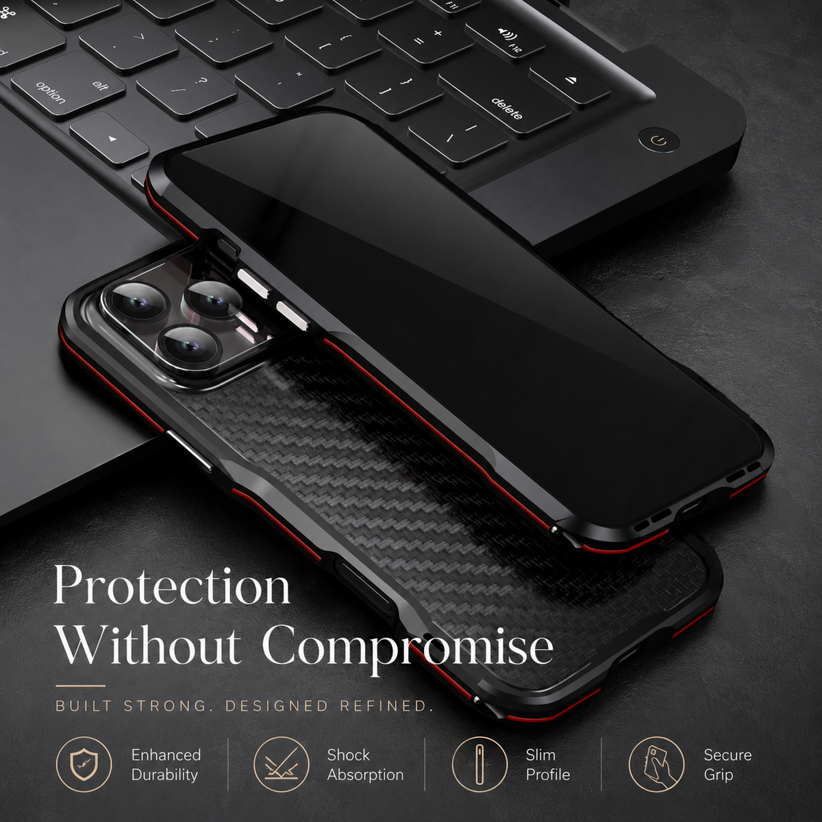 Premium iPhone Case Aluminum Alloy Multi Piece Bumper Shockproof Edge Protection Irregular Cut Metal Anti Scratch Non Slip Slim Lightweight Protective Frame