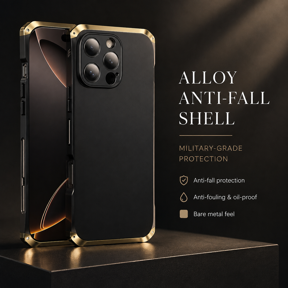 Premium iPhone Case Aluminum Alloy PC Full Coverage Shockproof Protective Cover Anti Scratch Dust Resistant Washable Non Slip Lightweight Reinforced Armor