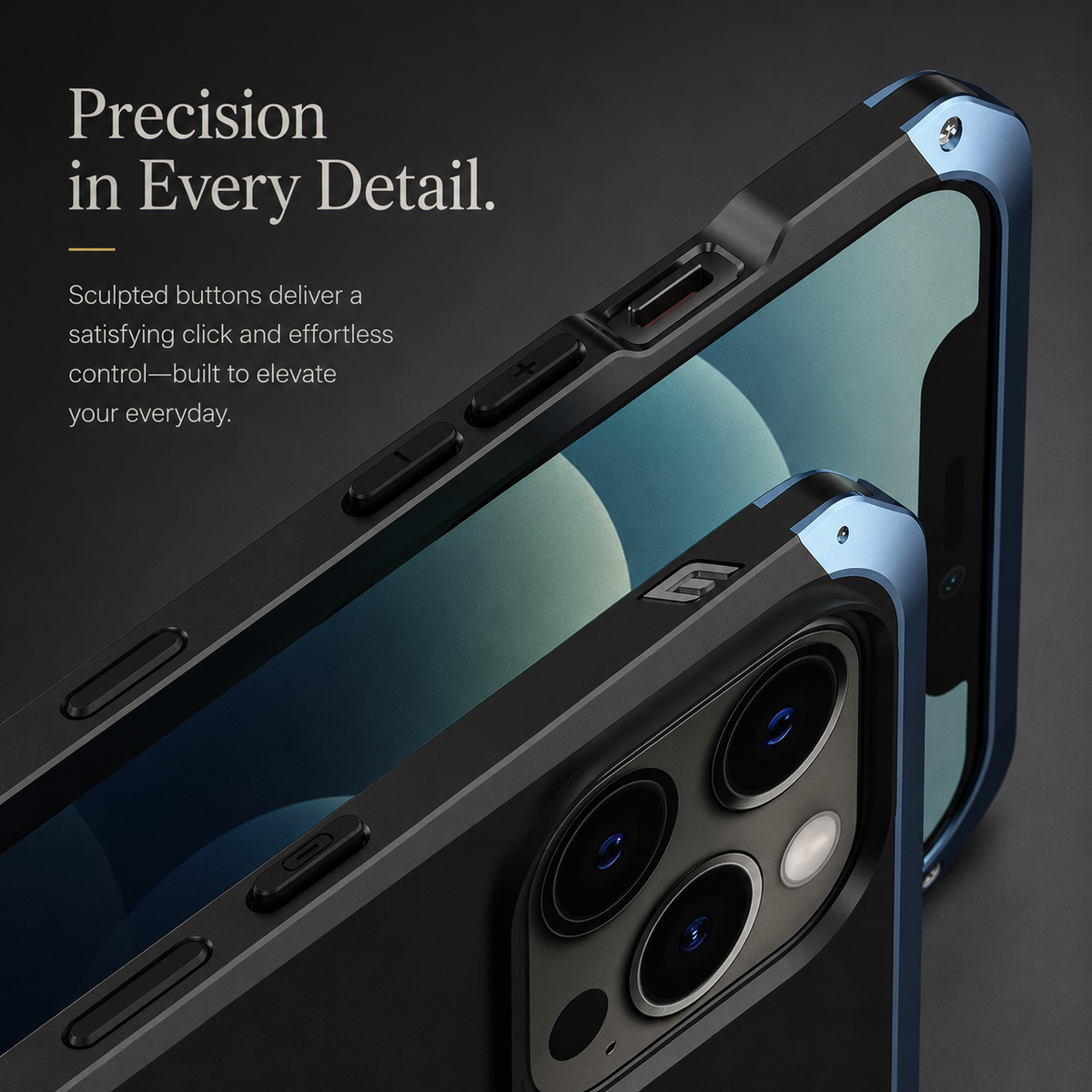 Premium iPhone Case Aluminum Alloy PC Full Coverage Shockproof Protective Cover Anti Scratch Dust Resistant Washable Non Slip Lightweight Reinforced Armor