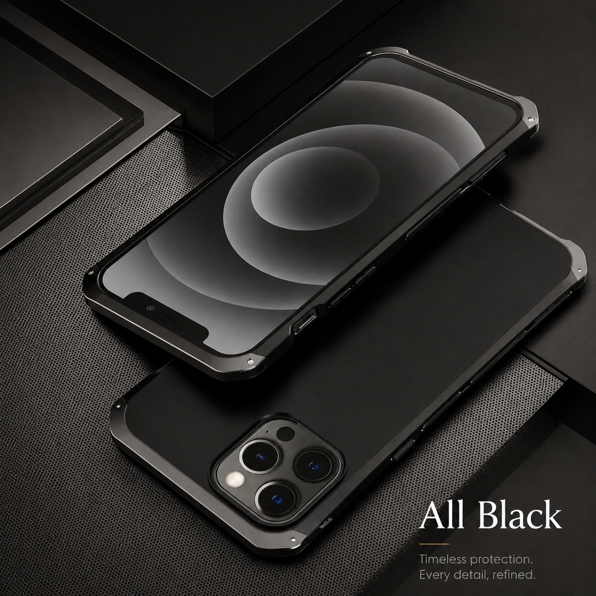 Premium iPhone Case Aluminum Alloy PC Full Coverage Shockproof Protective Cover Anti Scratch Dust Resistant Washable Non Slip Lightweight Reinforced Armor