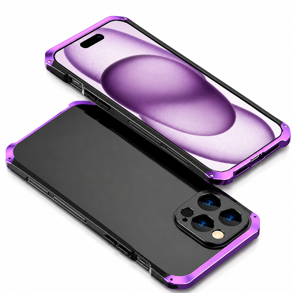Premium iPhone Case Aluminum Alloy PC Full Coverage Shockproof Protective Cover Anti Scratch Dust Resistant Washable Non Slip Lightweight Reinforced Armor