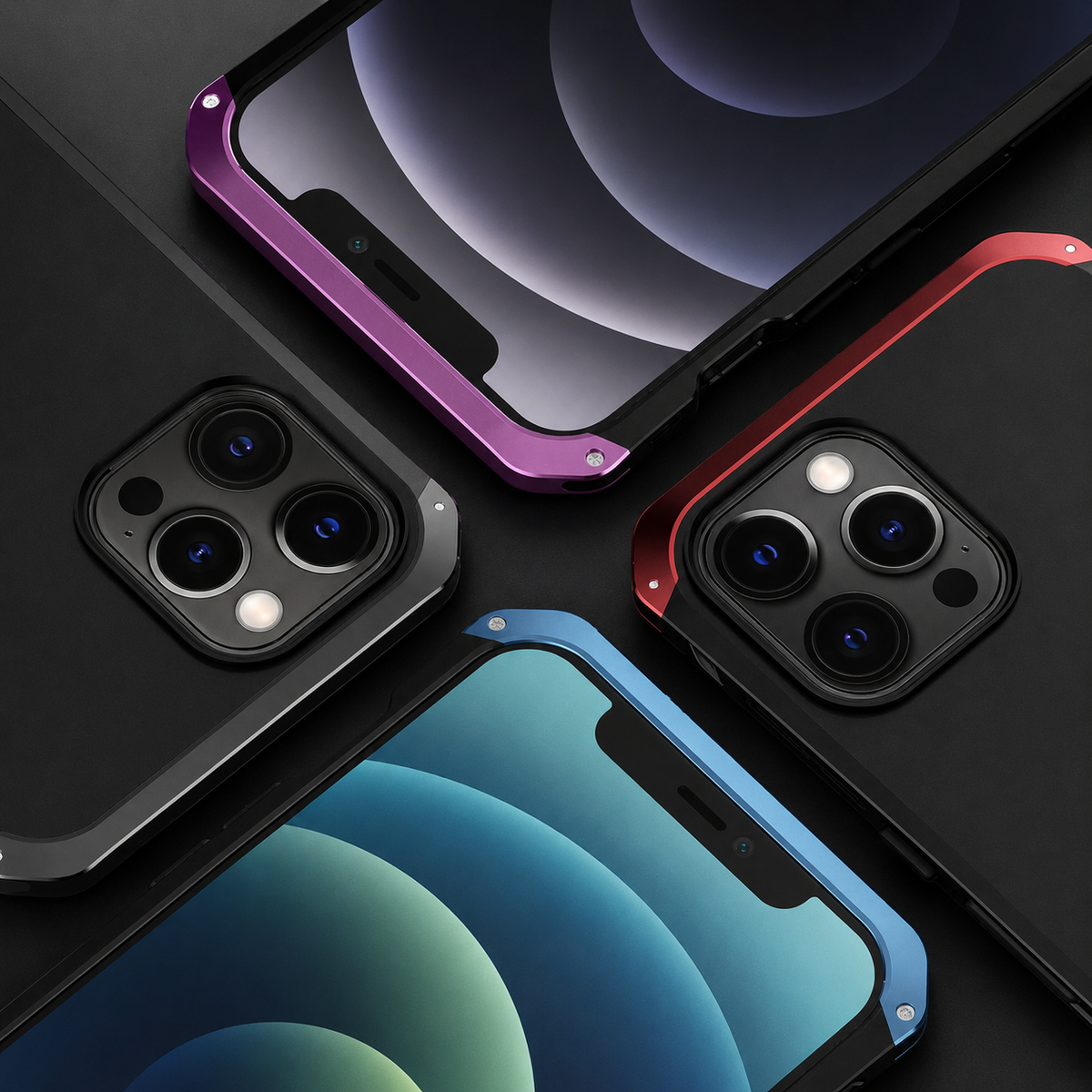 Premium iPhone Case Aluminum Alloy PC Full Coverage Shockproof Protective Cover Anti Scratch Dust Resistant Washable Non Slip Lightweight Reinforced Armor