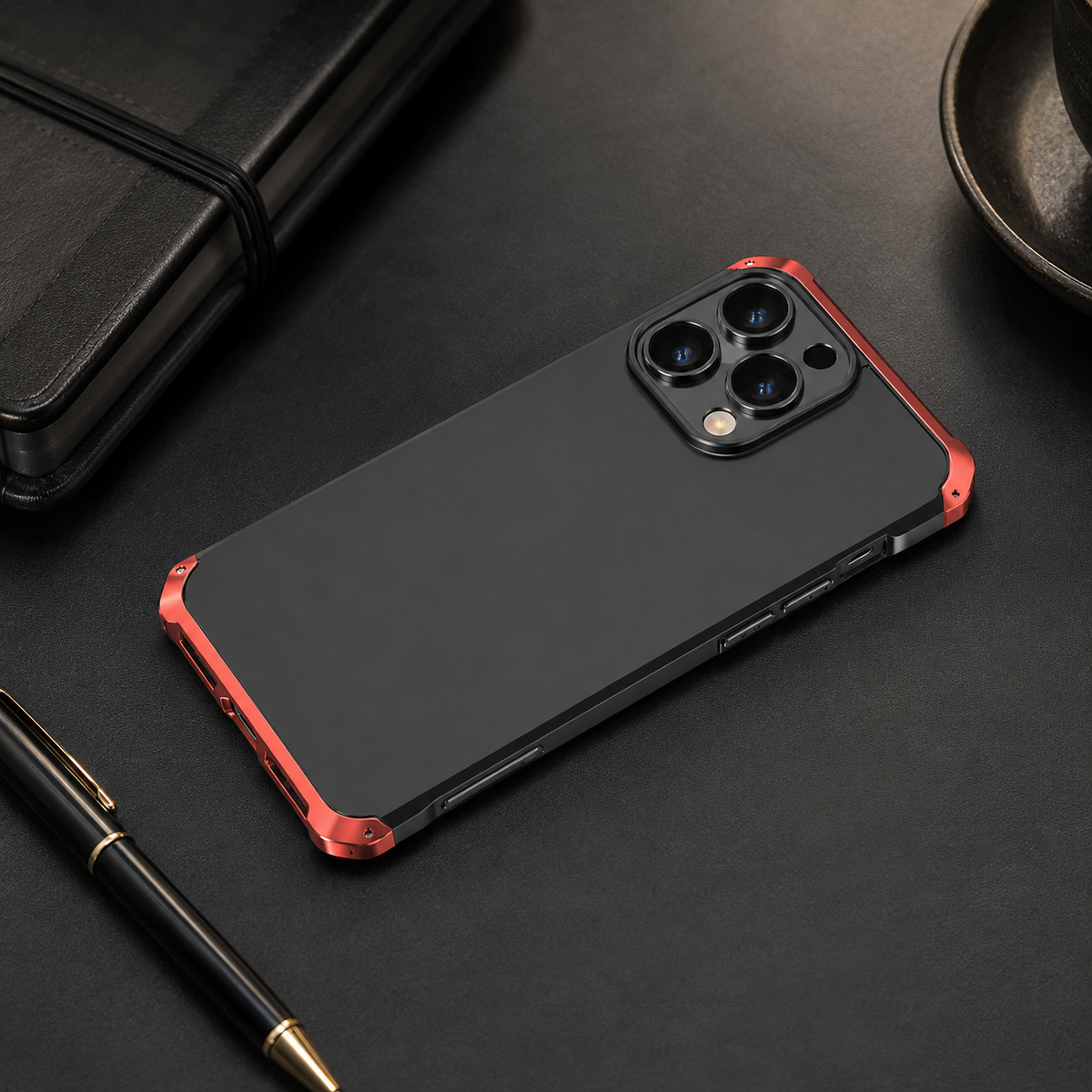 Premium iPhone Case Aluminum Alloy PC Full Coverage Shockproof Protective Cover Anti Scratch Dust Resistant Washable Non Slip Lightweight Reinforced Armor