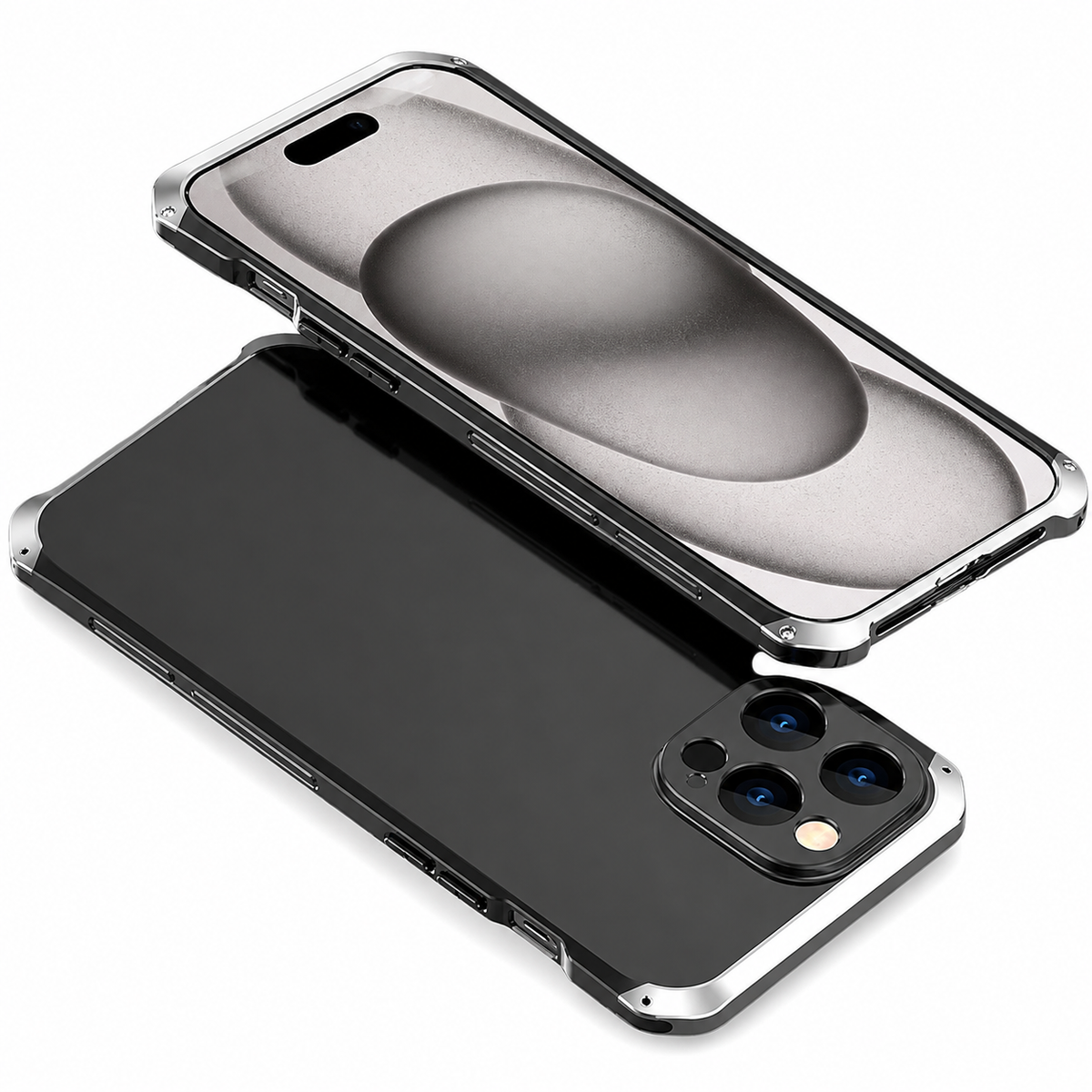 Premium iPhone Case Aluminum Alloy PC Full Coverage Shockproof Protective Cover Anti Scratch Dust Resistant Washable Non Slip Lightweight Reinforced Armor