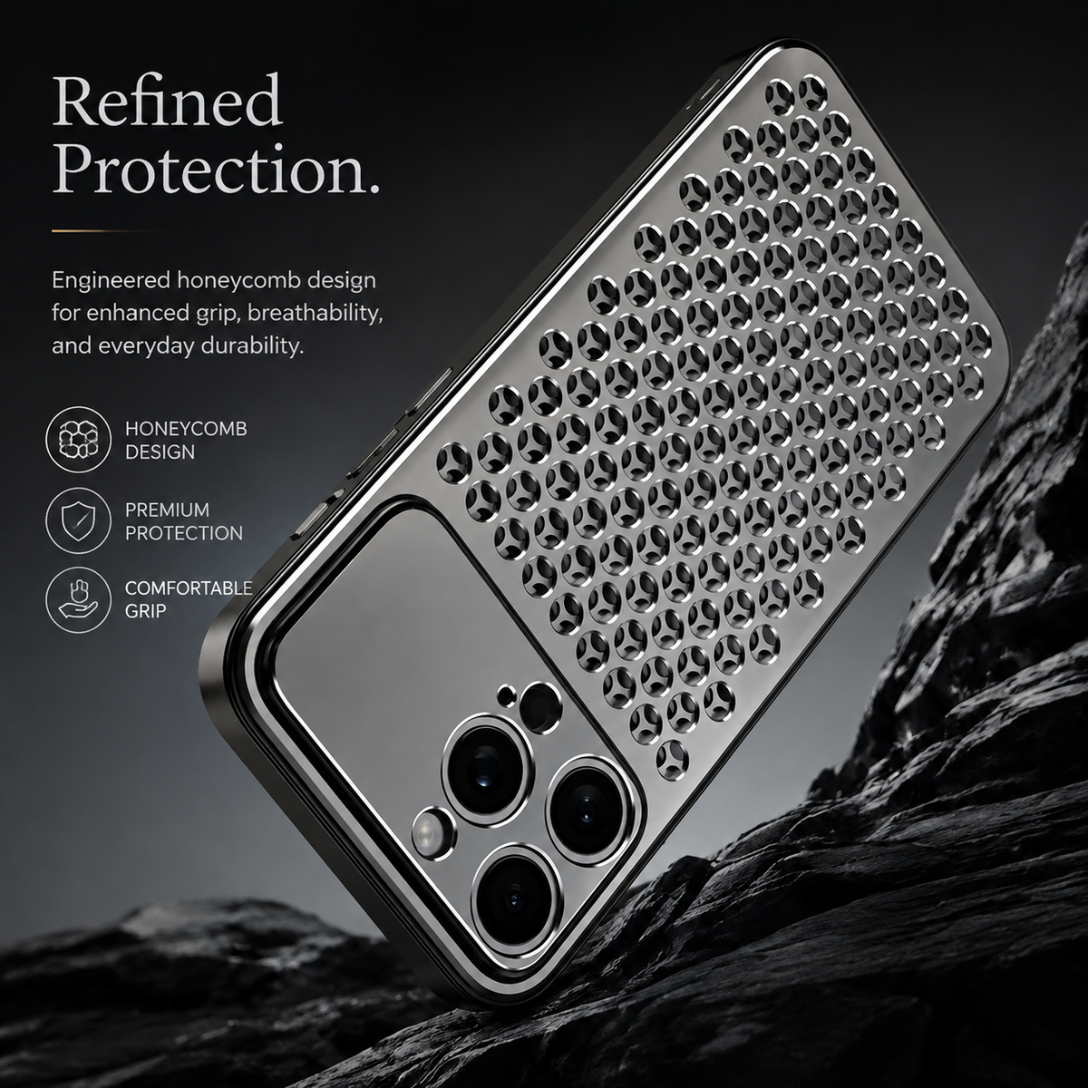 Premium iPhone Case Aluminum Alloy Protective Cover Breathable Metal Design Anti Fingerprint Finish Scratch Resistant Slim Frame Lightweight Structure