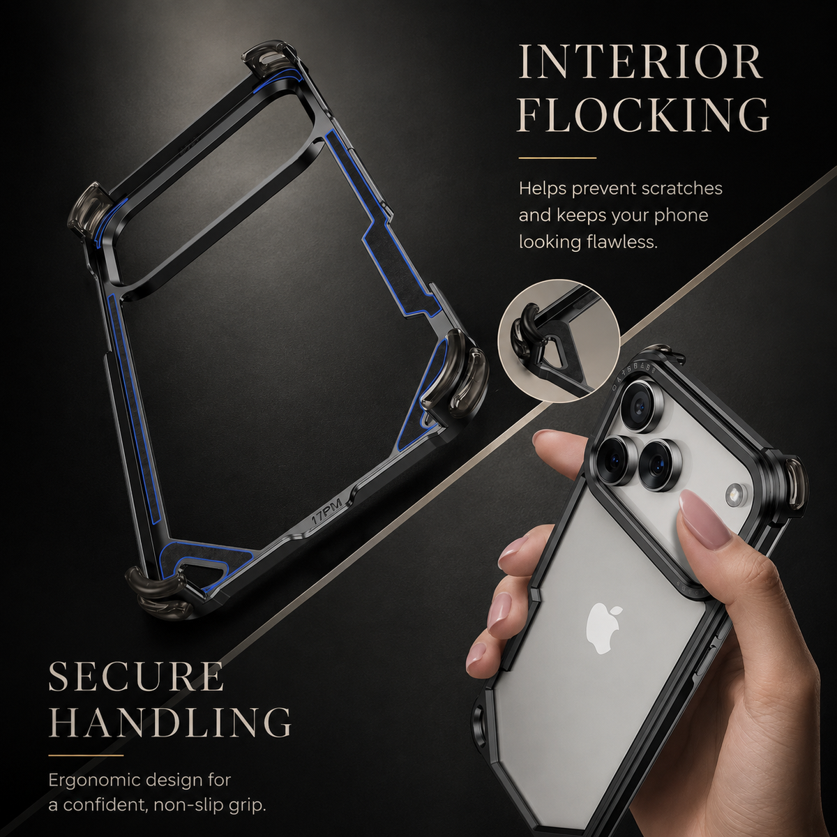 Premium iPhone Case Aluminum Alloy Ultra Thin Shockproof Protective Cover Wireless Charging Slim Lightweight Non Slip Minimalist Metal Frame Reinforced