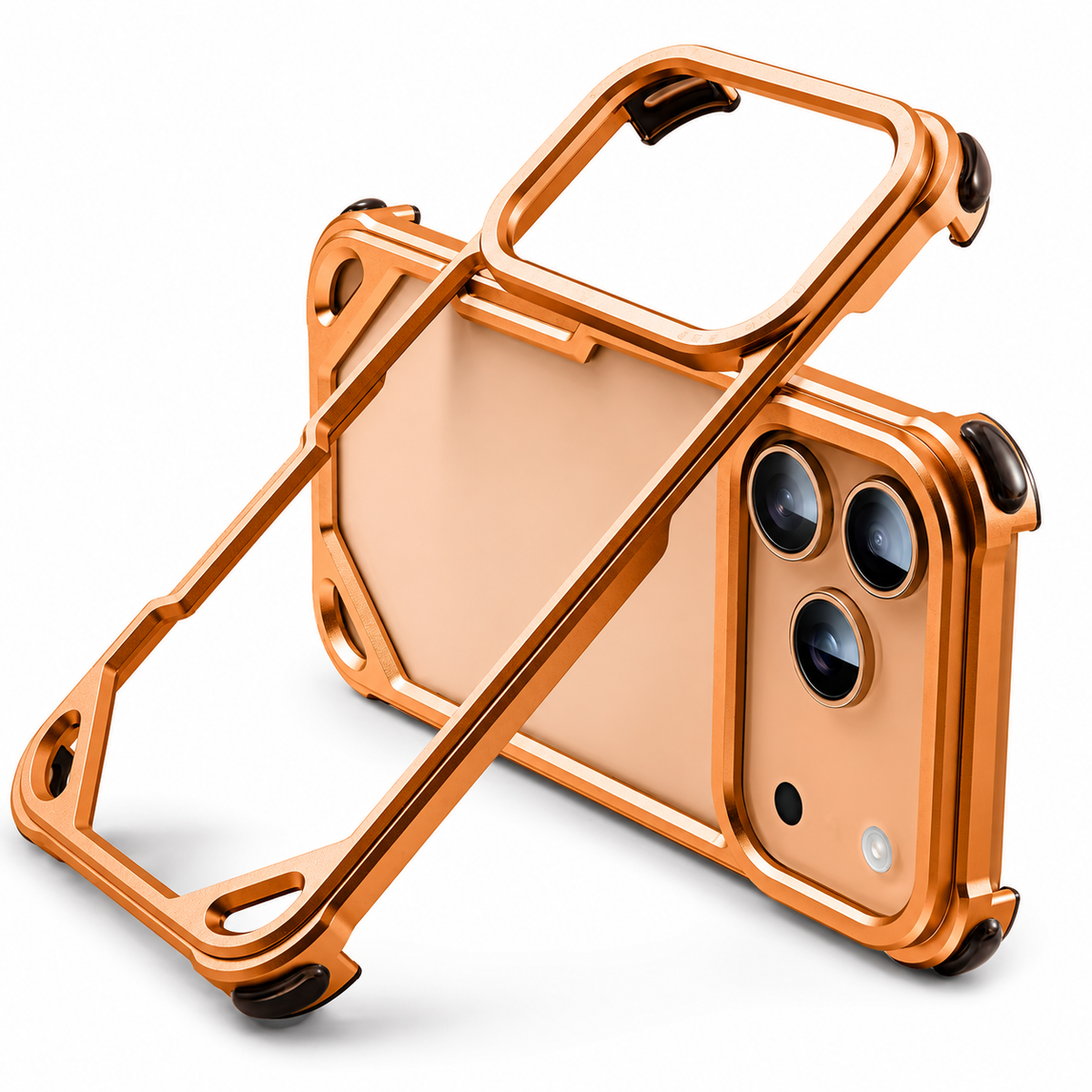 Premium iPhone Case Aluminum Alloy Ultra Thin Shockproof Protective Cover Wireless Charging Slim Lightweight Non Slip Minimalist Metal Frame Reinforced