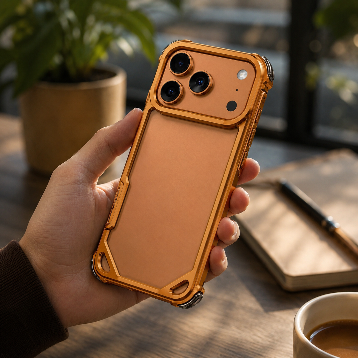 Premium iPhone Case Aluminum Alloy Ultra Thin Shockproof Protective Cover Wireless Charging Slim Lightweight Non Slip Minimalist Metal Frame Reinforced