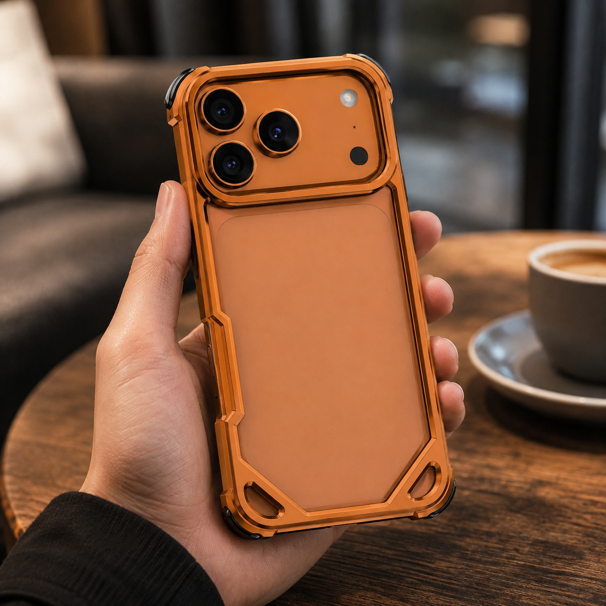 Premium iPhone Case Aluminum Alloy Ultra Thin Shockproof Protective Cover Wireless Charging Slim Lightweight Non Slip Minimalist Metal Frame Reinforced