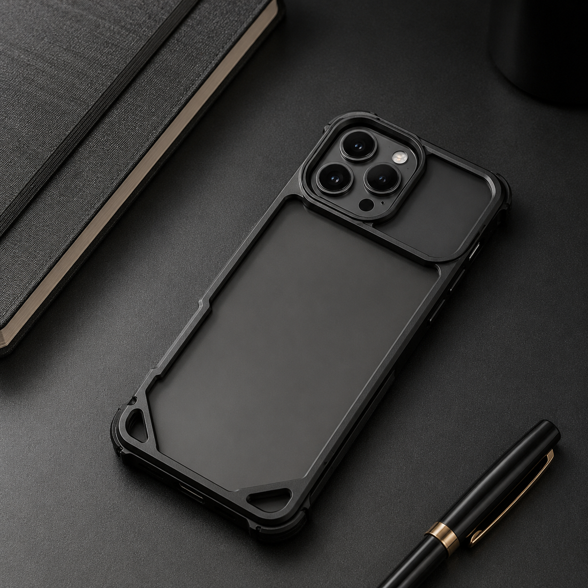 Premium iPhone Case Aluminum Alloy Ultra Thin Shockproof Protective Cover Wireless Charging Slim Lightweight Non Slip Minimalist Metal Frame Reinforced