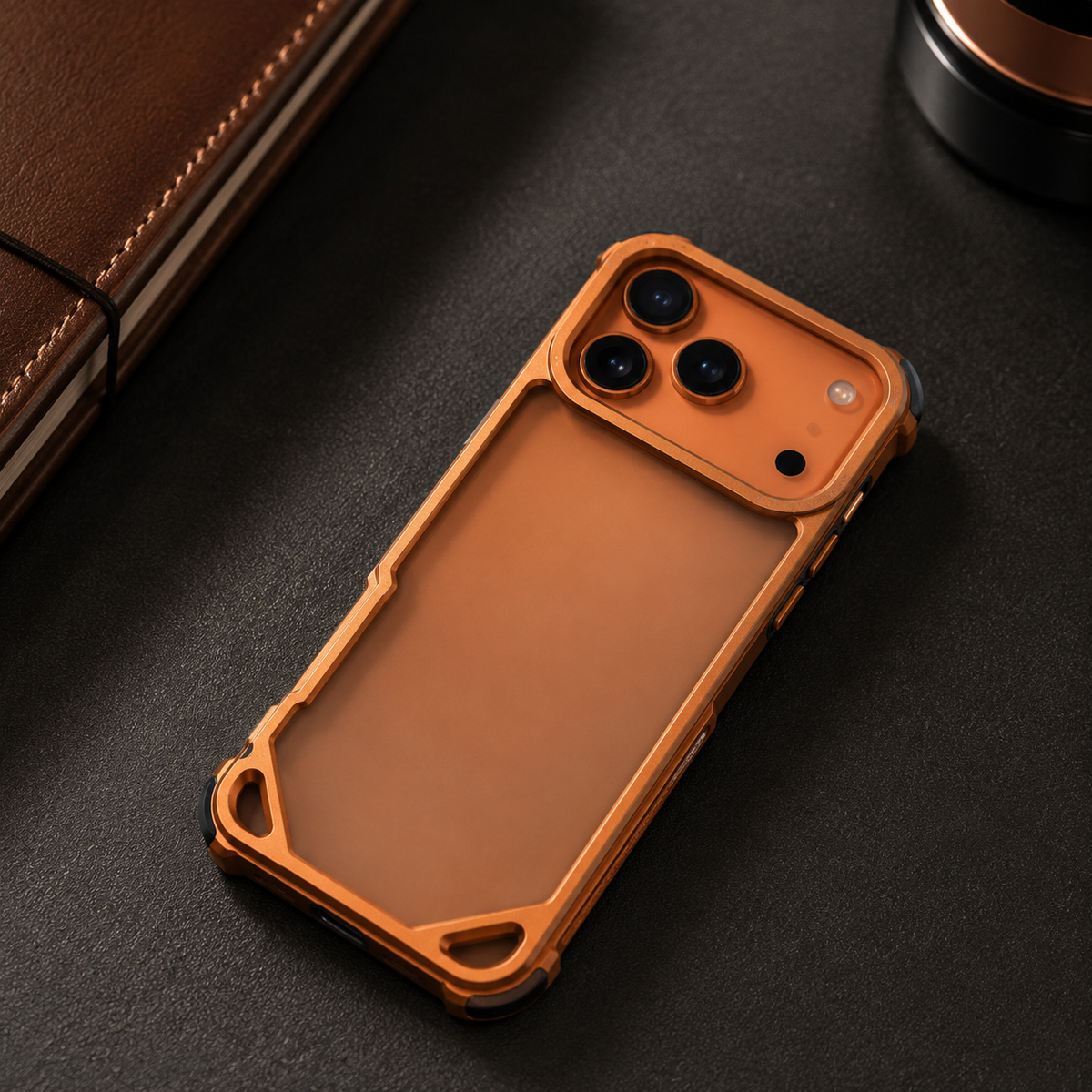 Premium iPhone Case Aluminum Alloy Ultra Thin Shockproof Protective Cover Wireless Charging Slim Lightweight Non Slip Minimalist Metal Frame Reinforced