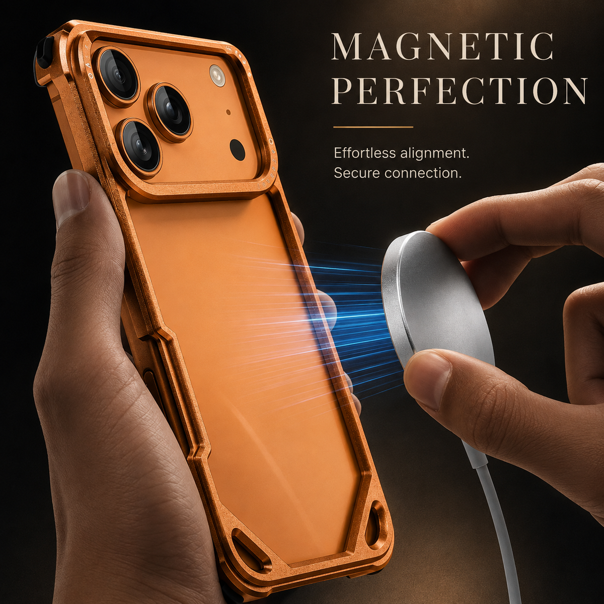 Premium iPhone Case Aluminum Alloy Ultra Thin Shockproof Protective Cover Wireless Charging Slim Lightweight Non Slip Minimalist Metal Frame Reinforced