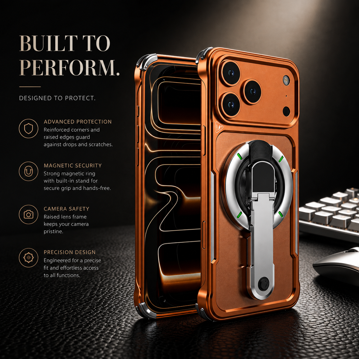 Premium iPhone Case Aluminum Armor Borderless Metal Bumper Magnetic Bracket Heat Dissipation Shockproof Slim Protective Frame Stand Cover Case