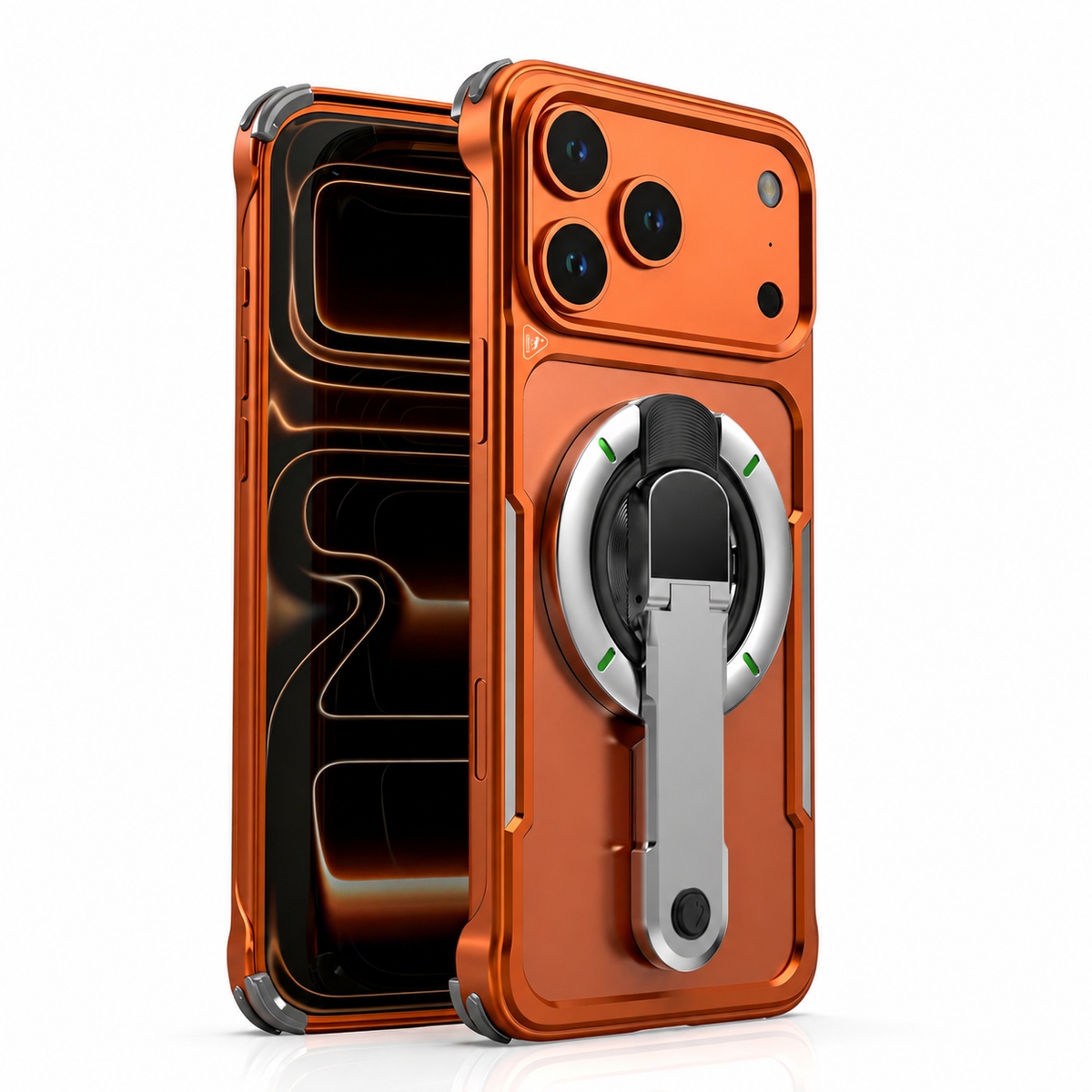 Premium iPhone Case Aluminum Armor Borderless Metal Bumper Magnetic Bracket Heat Dissipation Shockproof Slim Protective Frame Stand Cover Case