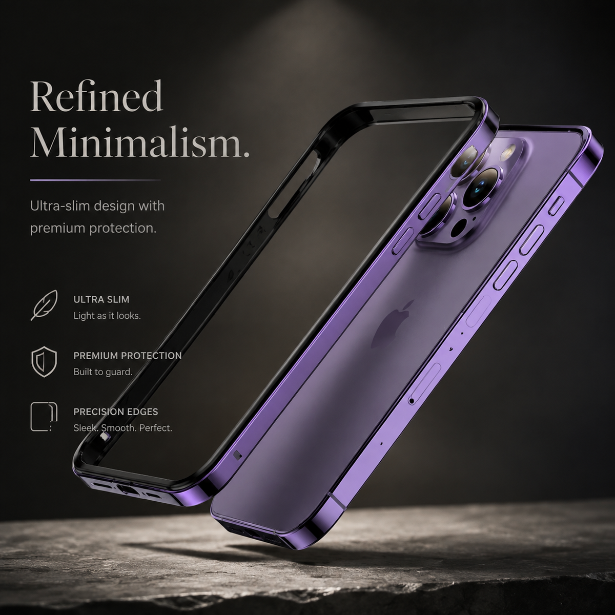 Premium iPhone Case Aluminum Metal Bumper Shockproof Protective Cover Silicone Frame Reinforced Corners Anti Scratch Slim Lightweight Rugged Edge Protection