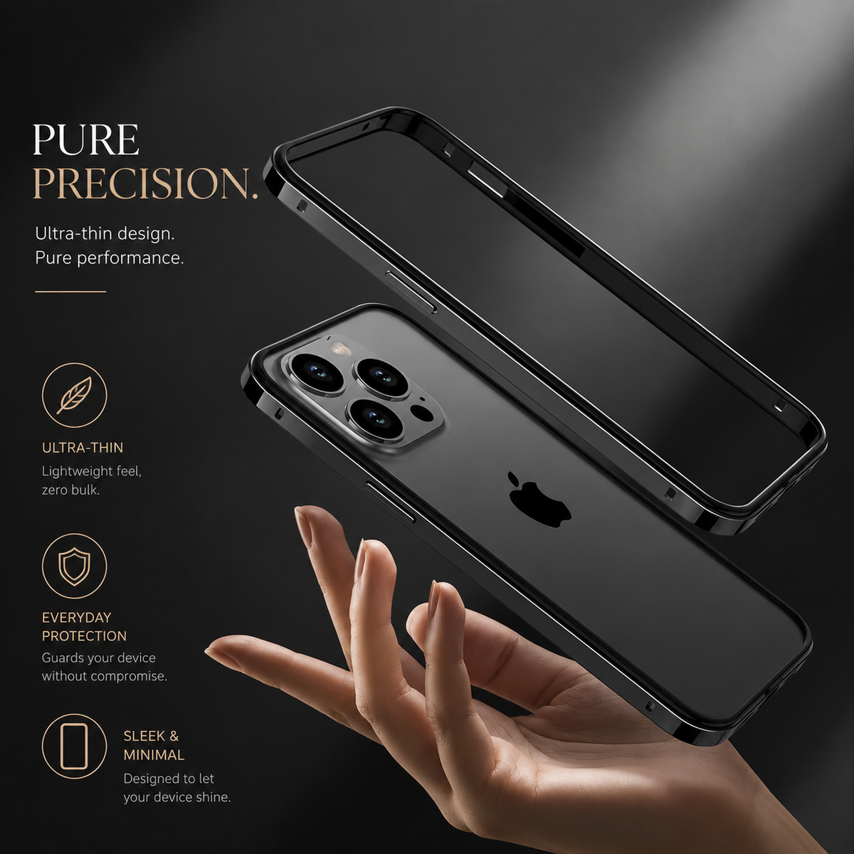 Premium iPhone Case Aluminum Metal Bumper Shockproof Protective Cover Silicone Frame Reinforced Corners Anti Scratch Slim Lightweight Rugged Edge Protection