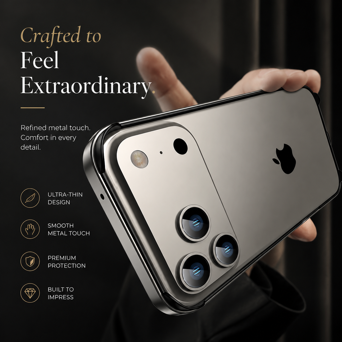 Premium iPhone Case Aluminum Metal Bumper Shockproof Protective Cover Silicone Frame Reinforced Corners Anti Scratch Slim Lightweight Rugged Edge Protection