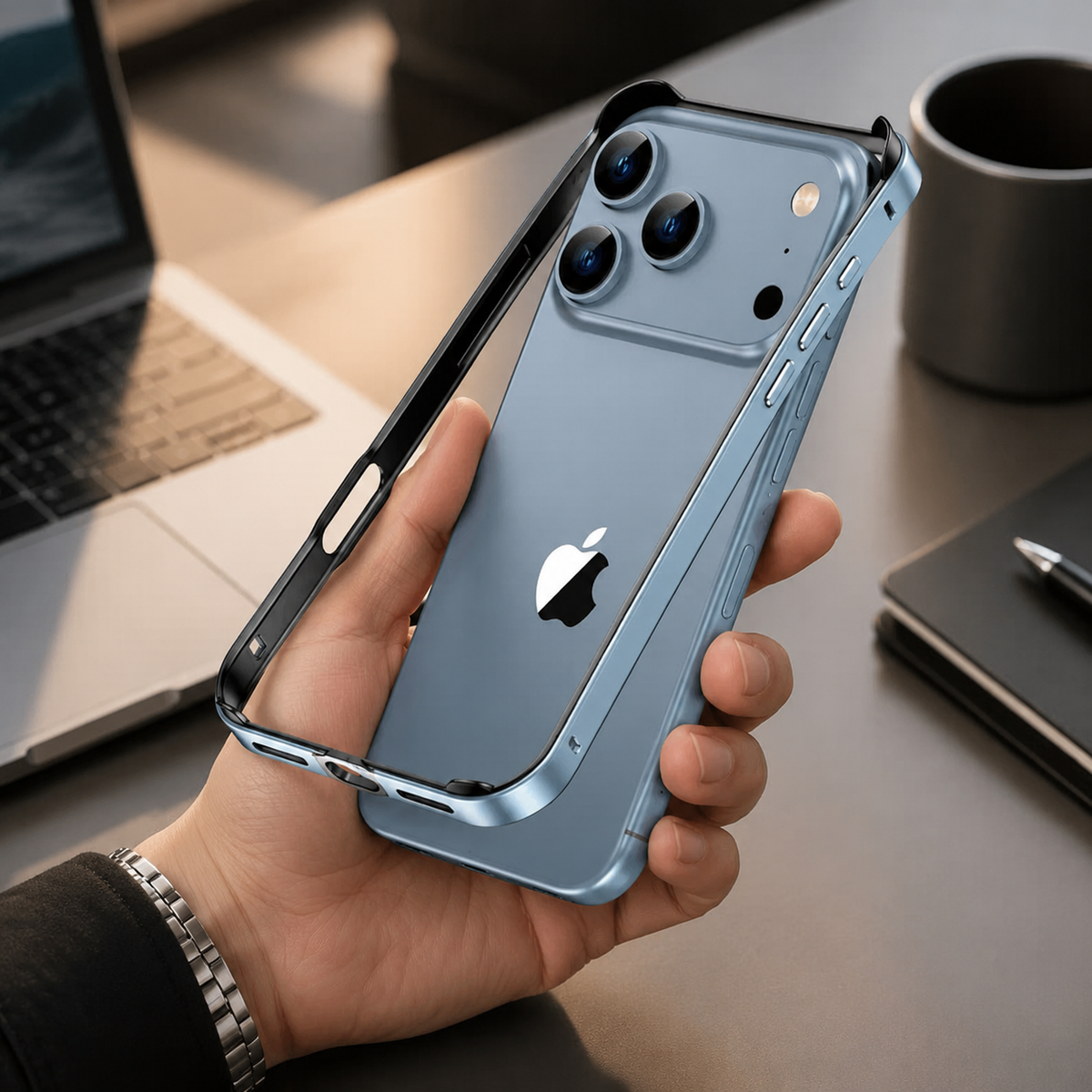 Premium iPhone Case Aluminum Metal Bumper Shockproof Protective Cover Silicone Frame Reinforced Corners Anti Scratch Slim Lightweight Rugged Edge Protection