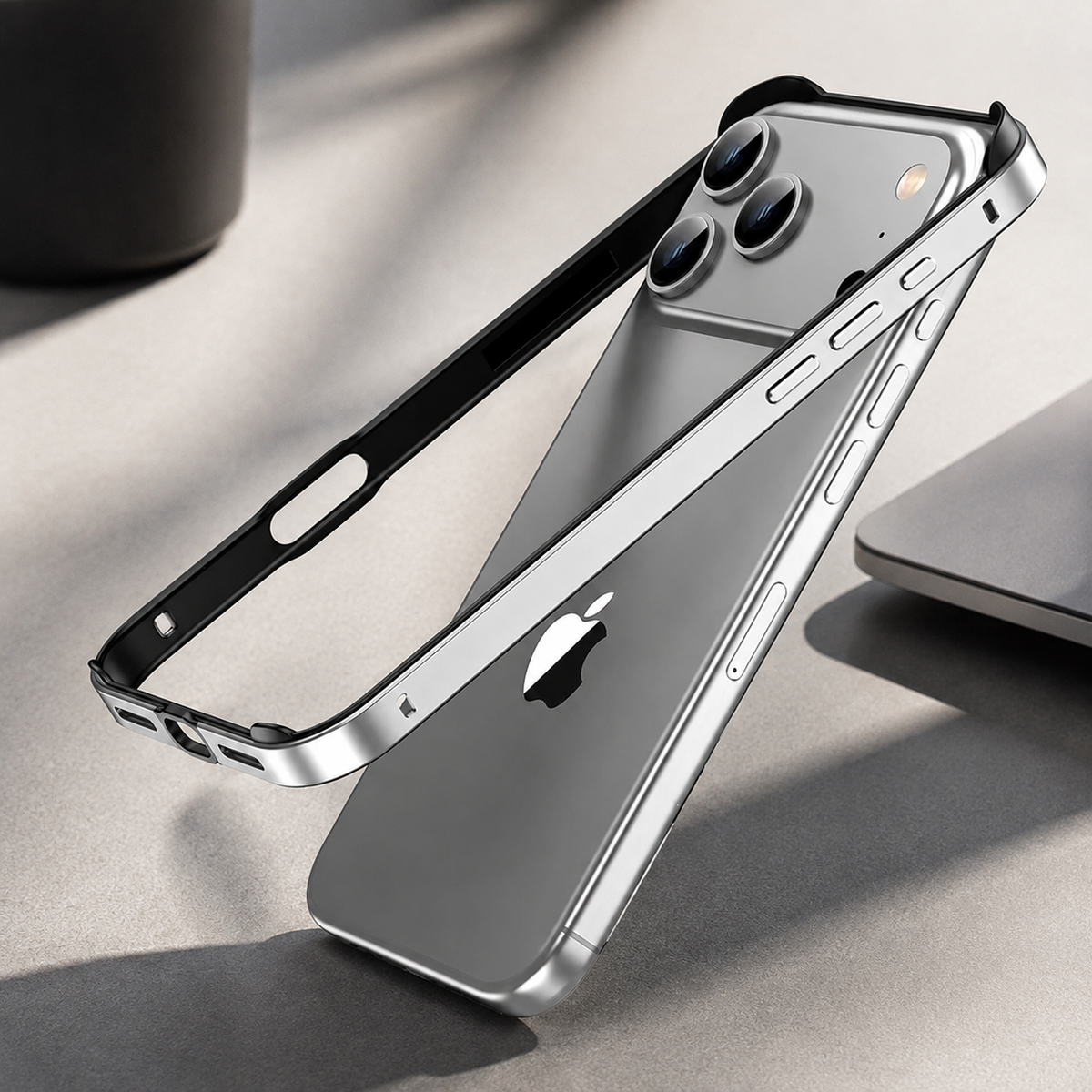 Premium iPhone Case Aluminum Metal Bumper Shockproof Protective Cover Silicone Frame Reinforced Corners Anti Scratch Slim Lightweight Rugged Edge Protection