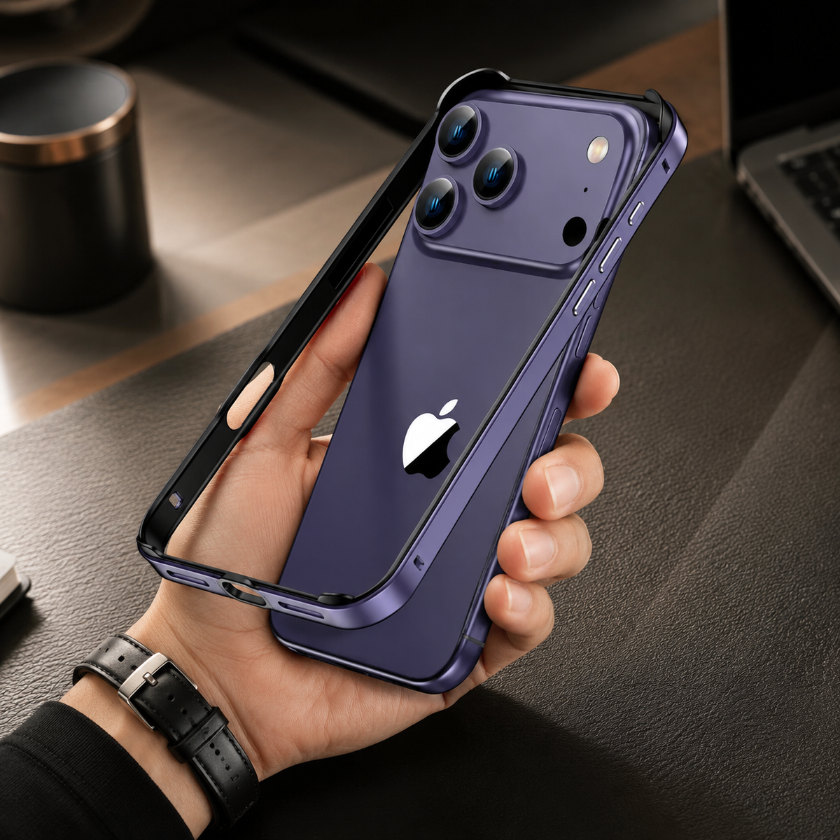 Premium iPhone Case Aluminum Metal Bumper Shockproof Protective Cover Silicone Frame Reinforced Corners Anti Scratch Slim Lightweight Rugged Edge Protection