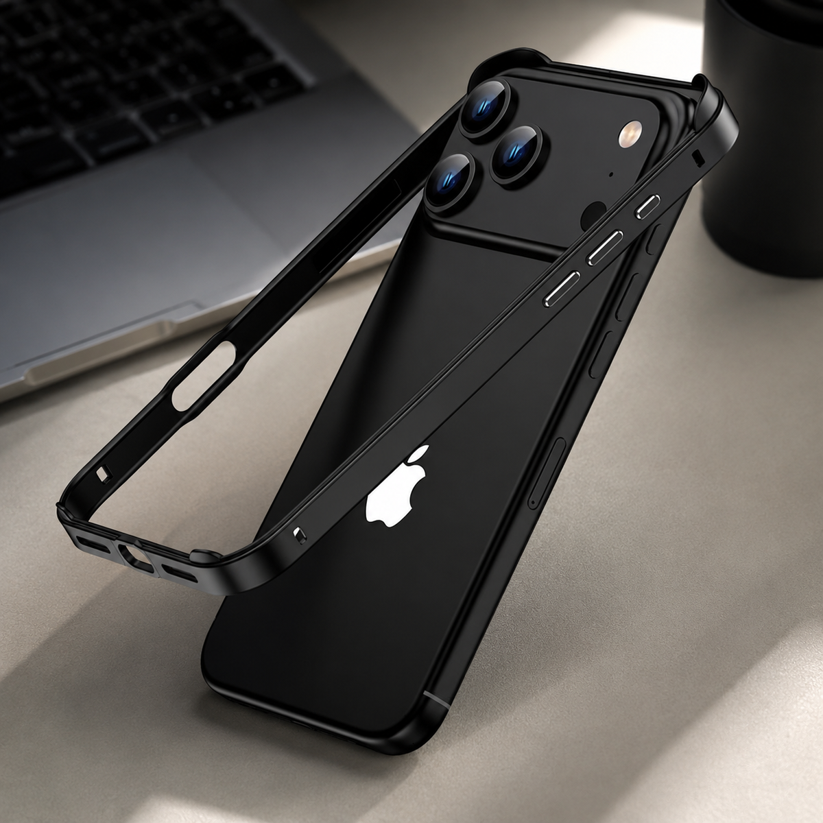 Premium iPhone Case Aluminum Metal Bumper Shockproof Protective Cover Silicone Frame Reinforced Corners Anti Scratch Slim Lightweight Rugged Edge Protection