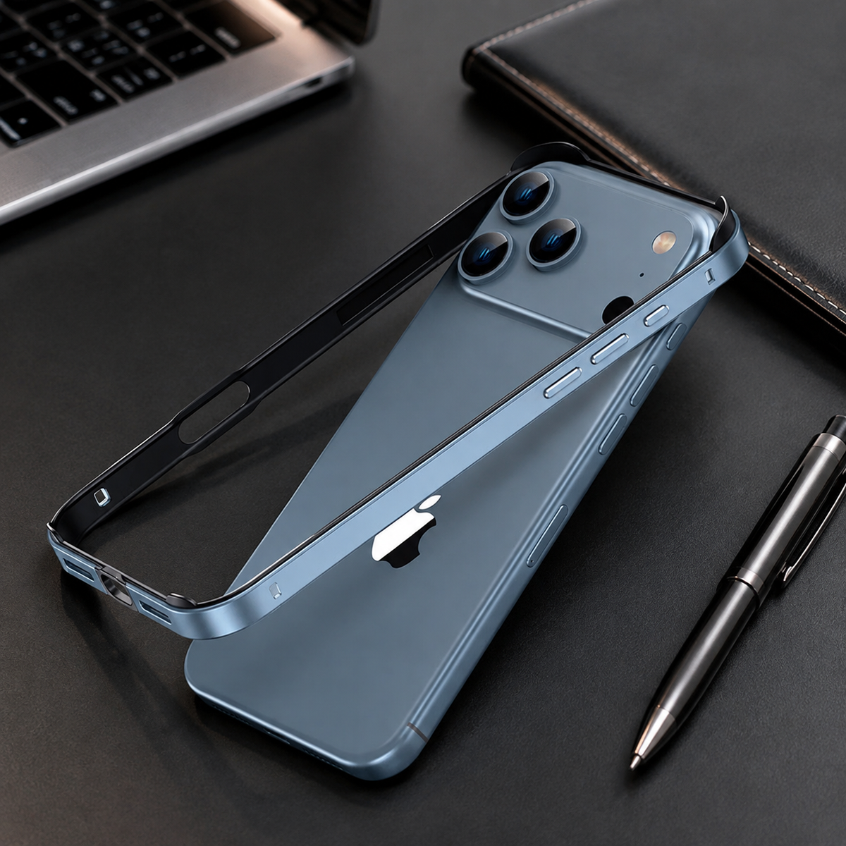 Premium iPhone Case Aluminum Metal Bumper Shockproof Protective Cover Silicone Frame Reinforced Corners Anti Scratch Slim Lightweight Rugged Edge Protection
