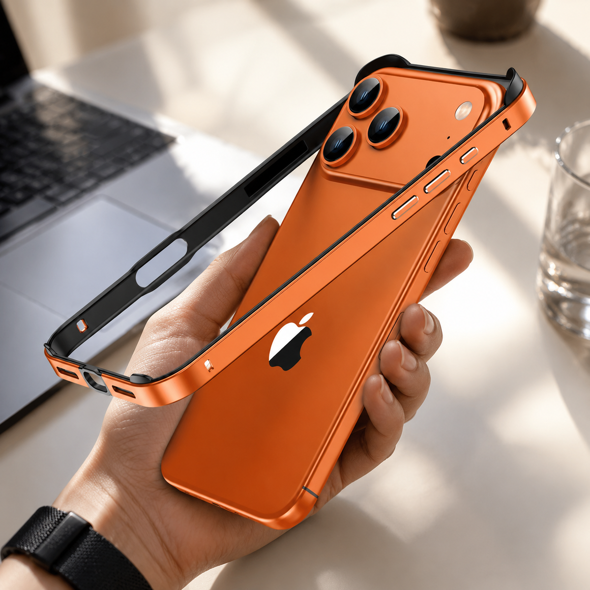 Premium iPhone Case Aluminum Metal Bumper Shockproof Protective Cover Silicone Frame Reinforced Corners Anti Scratch Slim Lightweight Rugged Edge Protection