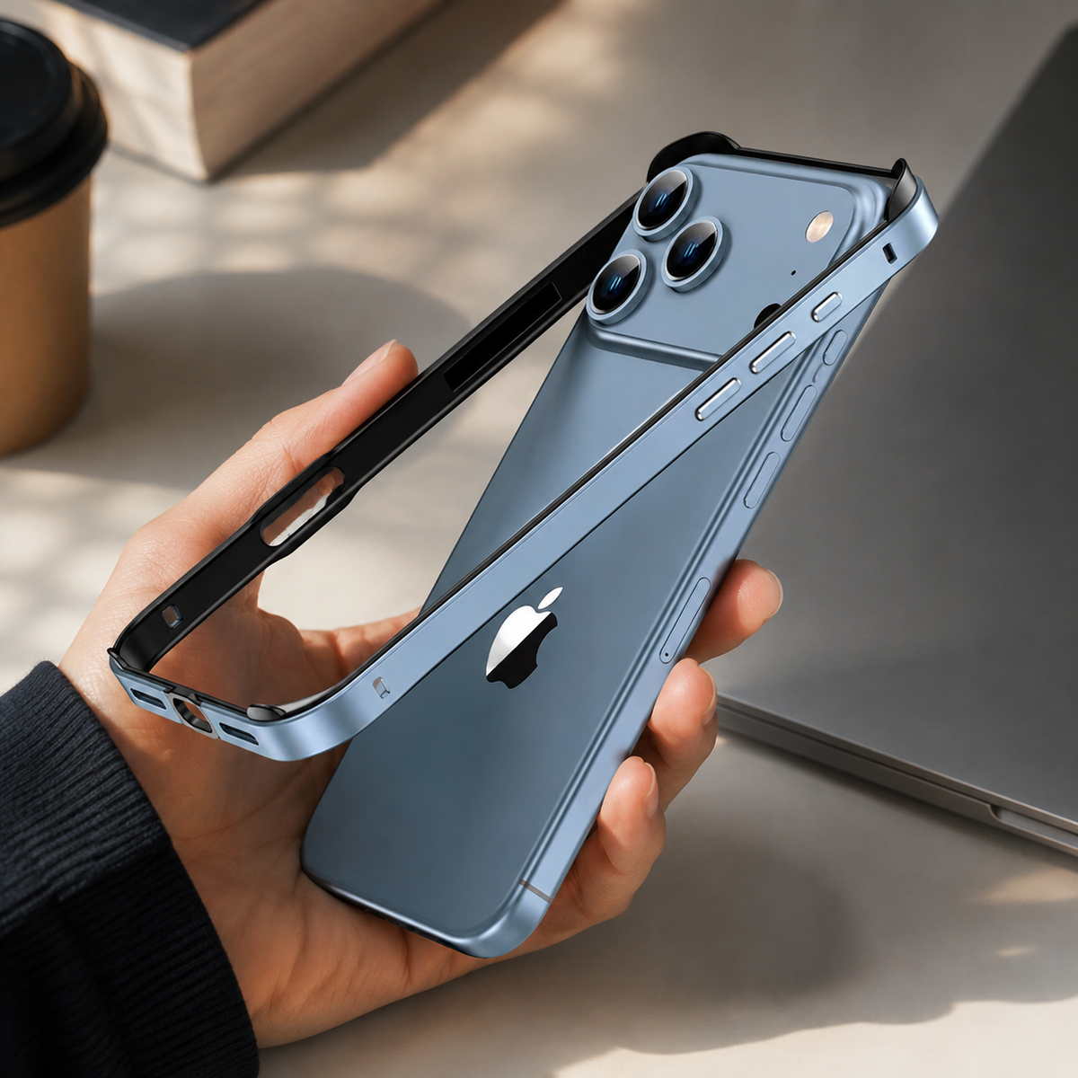 Premium iPhone Case Aluminum Metal Bumper Shockproof Protective Cover Silicone Frame Reinforced Corners Anti Scratch Slim Lightweight Rugged Edge Protection