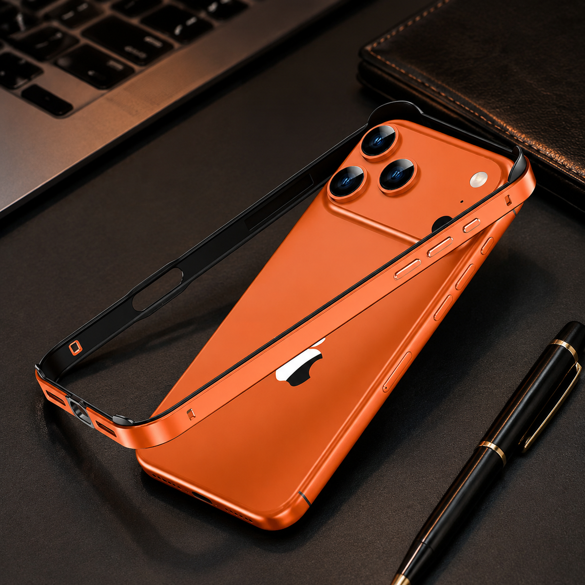 Premium iPhone Case Aluminum Metal Bumper Shockproof Protective Cover Silicone Frame Reinforced Corners Anti Scratch Slim Lightweight Rugged Edge Protection