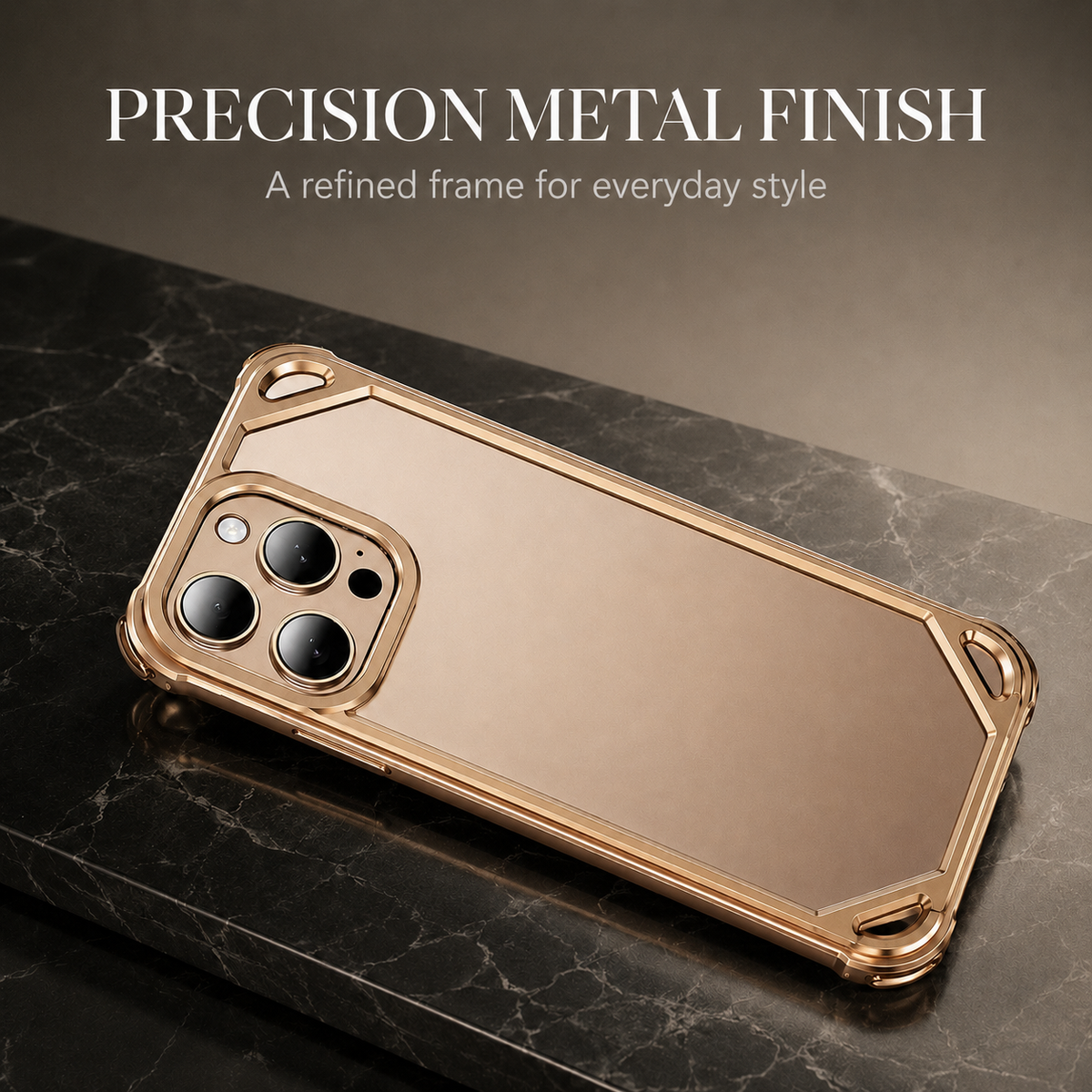 Premium iPhone Case Aluminum Metal Bumper Ultra Thin Shockproof Protective Cover Wireless Charging Slim Lightweight Minimalist Half Wrapped Edge Protection