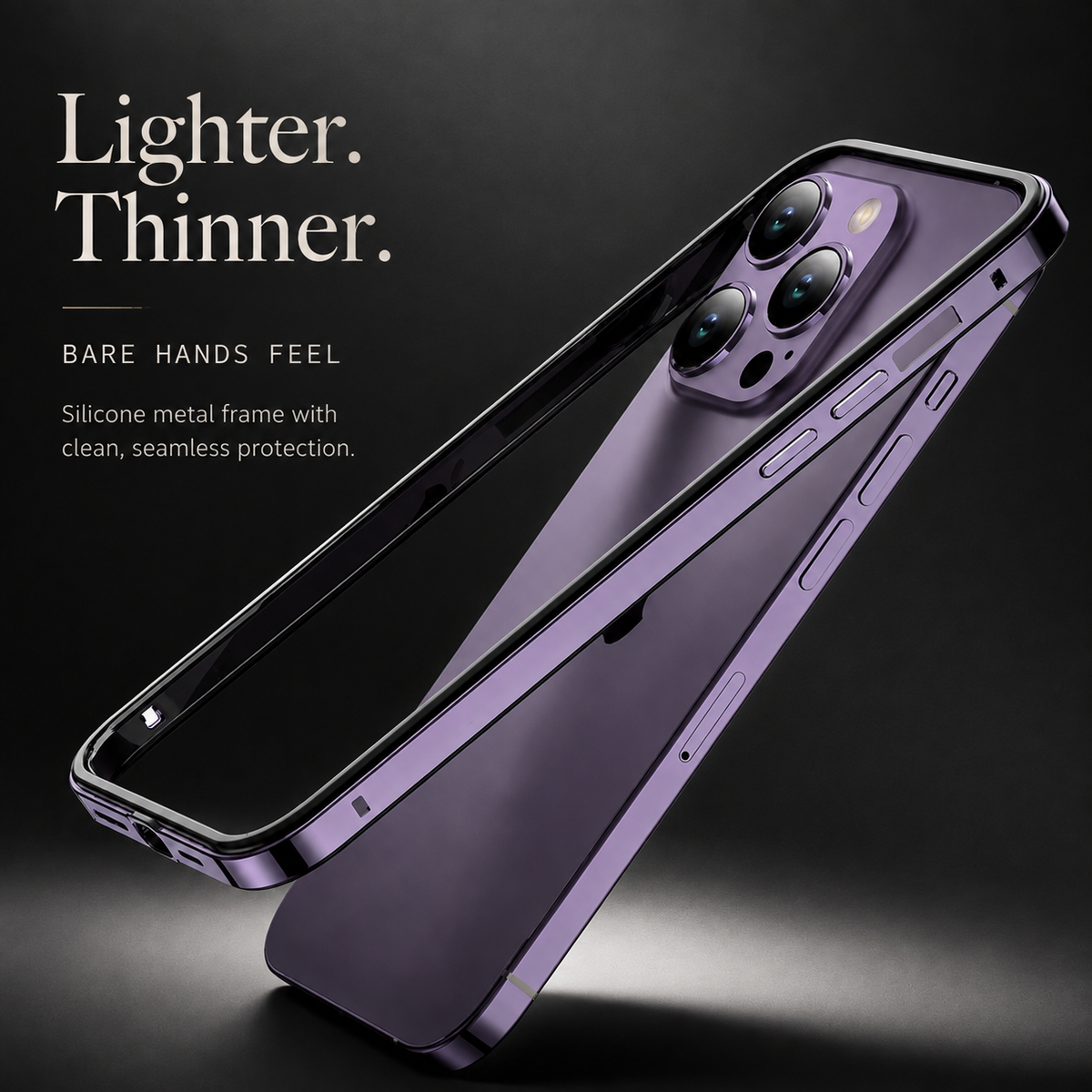 Premium iPhone Case Aluminum Metal Frame Bumper Cover Silicone Protection Shockproof Durable Rugged Edge Protection Slim Heavy Duty Protective Design
