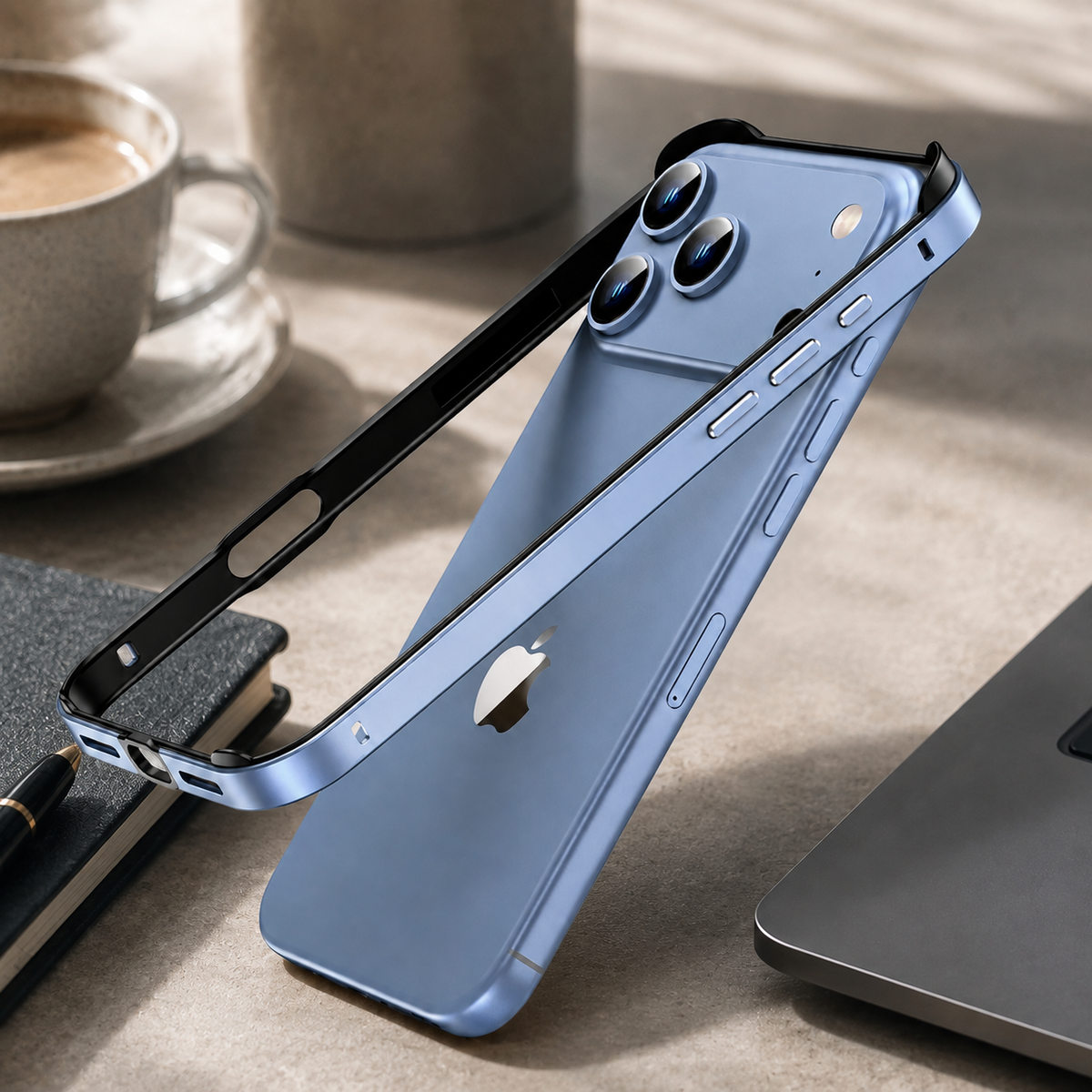 Premium iPhone Case Aluminum Metal Frame Bumper Cover Silicone Protection Shockproof Durable Rugged Edge Protection Slim Heavy Duty Protective Design