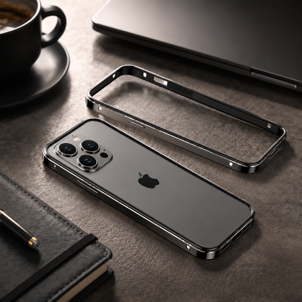 Premium iPhone Case Aluminum Metal Frame Bumper Cover Silicone Protection Shockproof Durable Rugged Edge Protection Slim Heavy Duty Protective Design