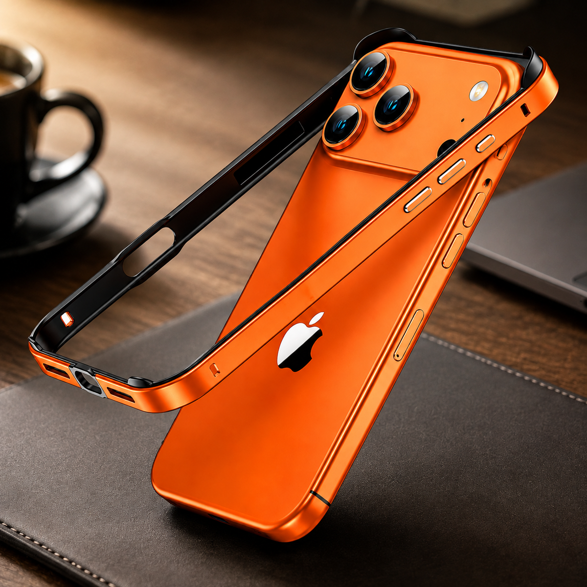 Premium iPhone Case Aluminum Metal Frame Bumper Cover Silicone Protection Shockproof Durable Rugged Edge Protection Slim Heavy Duty Protective Design