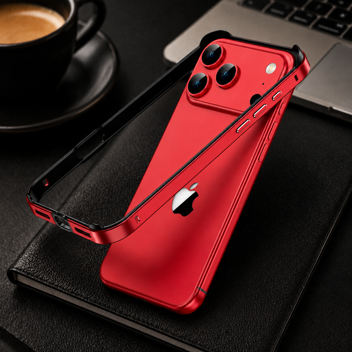 Premium iPhone Case Aluminum Metal Frame Bumper Cover Silicone Protection Shockproof Durable Rugged Edge Protection Slim Heavy Duty Protective Design