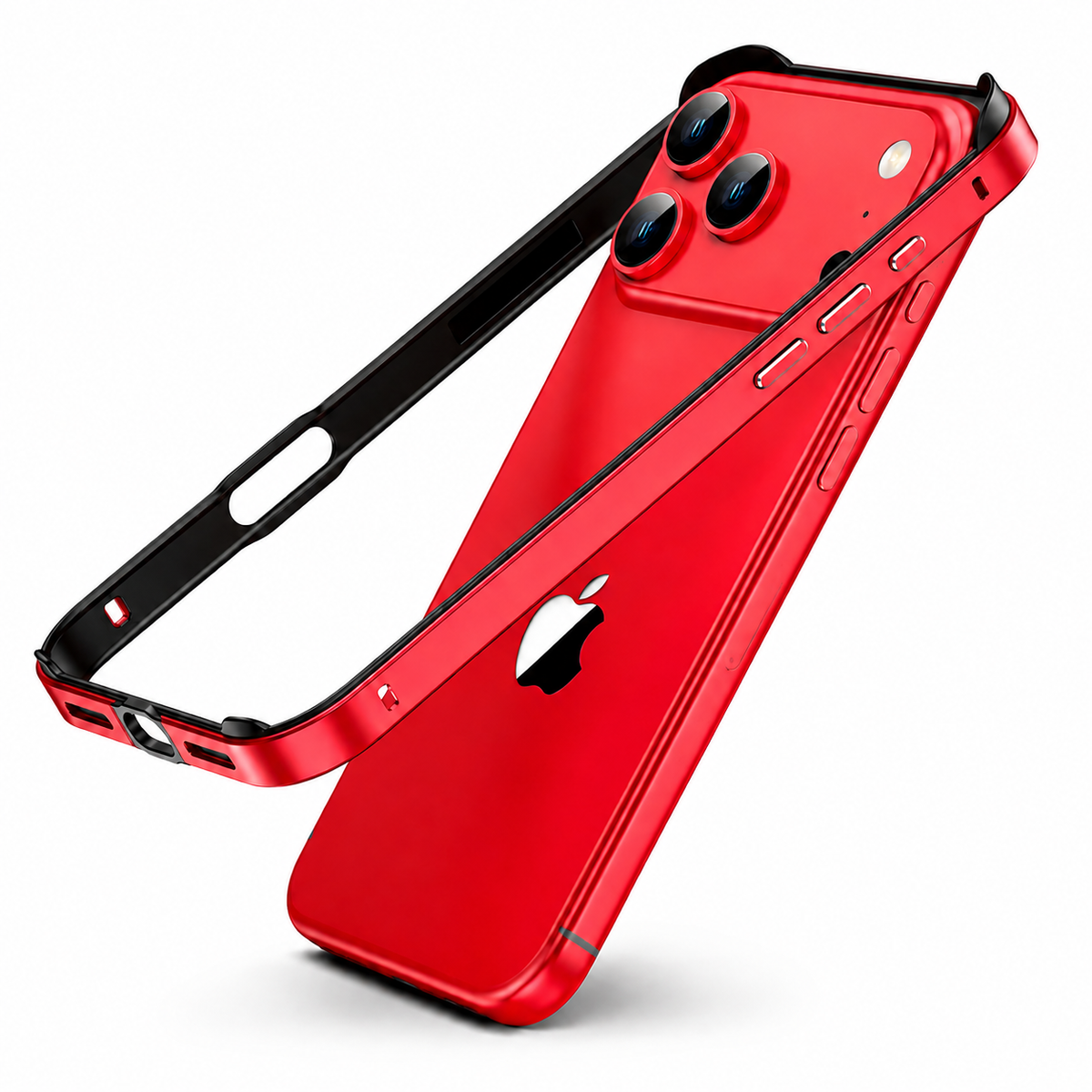 Premium iPhone Case Aluminum Metal Frame Bumper Cover Silicone Protection Shockproof Durable Rugged Edge Protection Slim Heavy Duty Protective Design