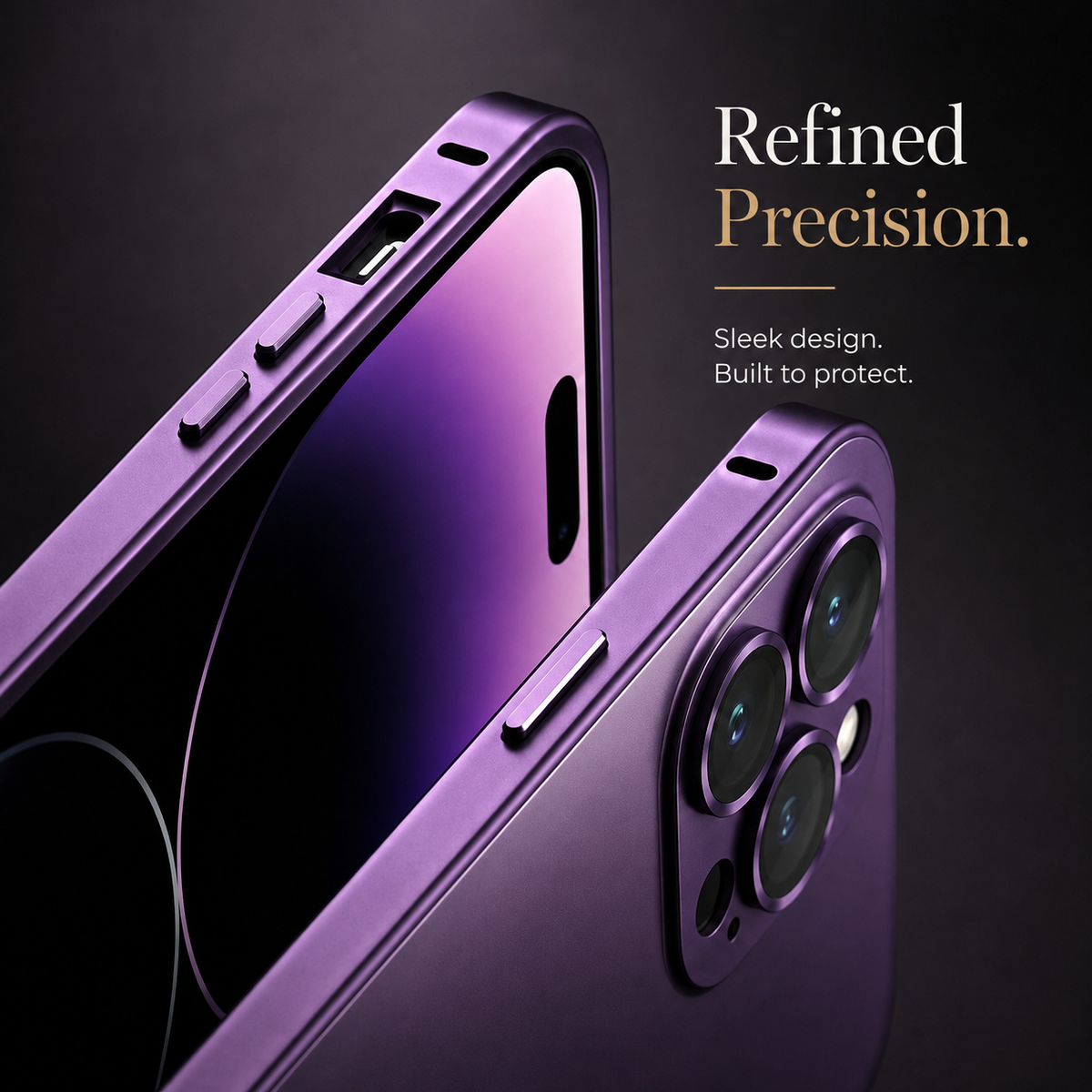 Premium iPhone Case Aluminum Metal Frame Protective Cover Shockproof Camera Lens Protection Wireless Charging Slim Lightweight PC Back Full Coverage