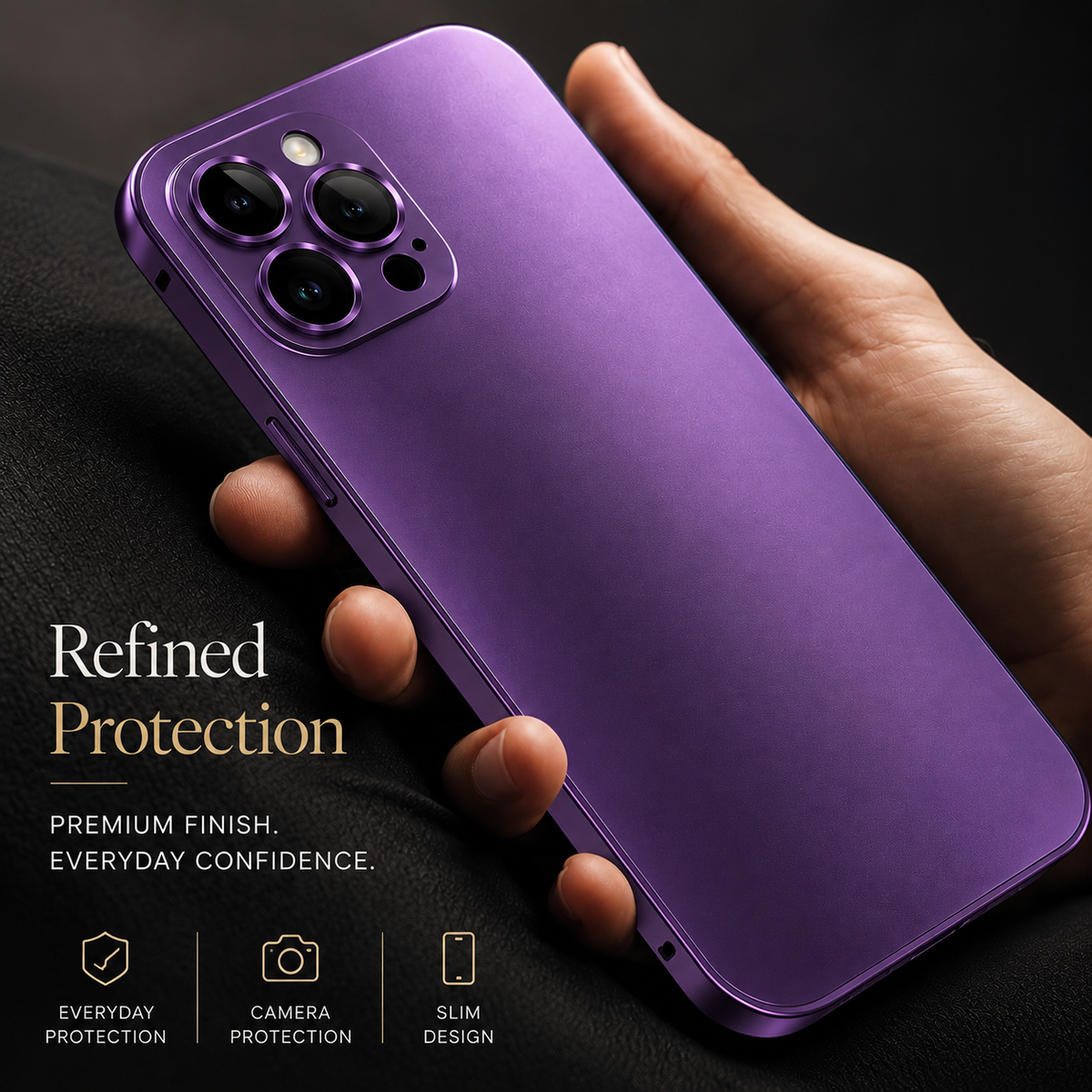 Premium iPhone Case Aluminum Metal Frame Protective Cover Shockproof Camera Lens Protection Wireless Charging Slim Lightweight PC Back Full Coverage