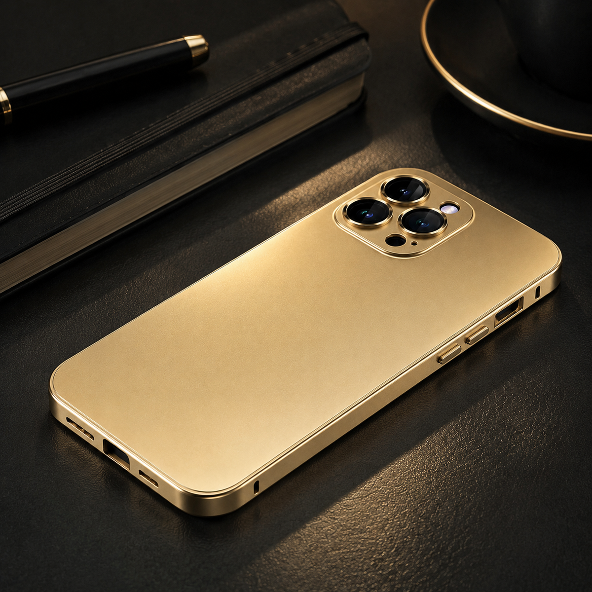 Premium iPhone Case Aluminum Metal Frame Protective Cover Shockproof Camera Lens Protection Wireless Charging Slim Lightweight PC Back Full Coverage