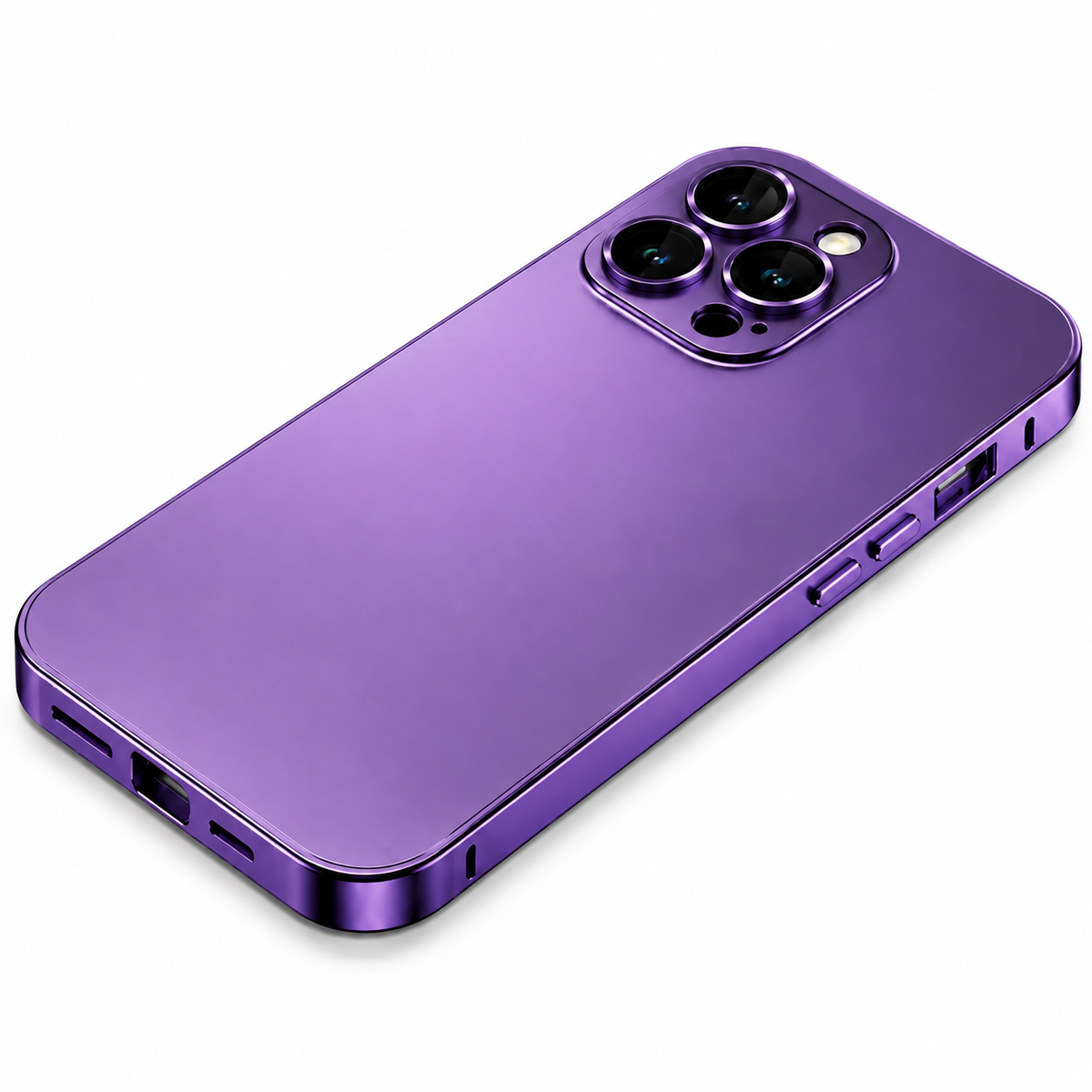 Premium iPhone Case Aluminum Metal Frame Protective Cover Shockproof Camera Lens Protection Wireless Charging Slim Lightweight PC Back Full Coverage