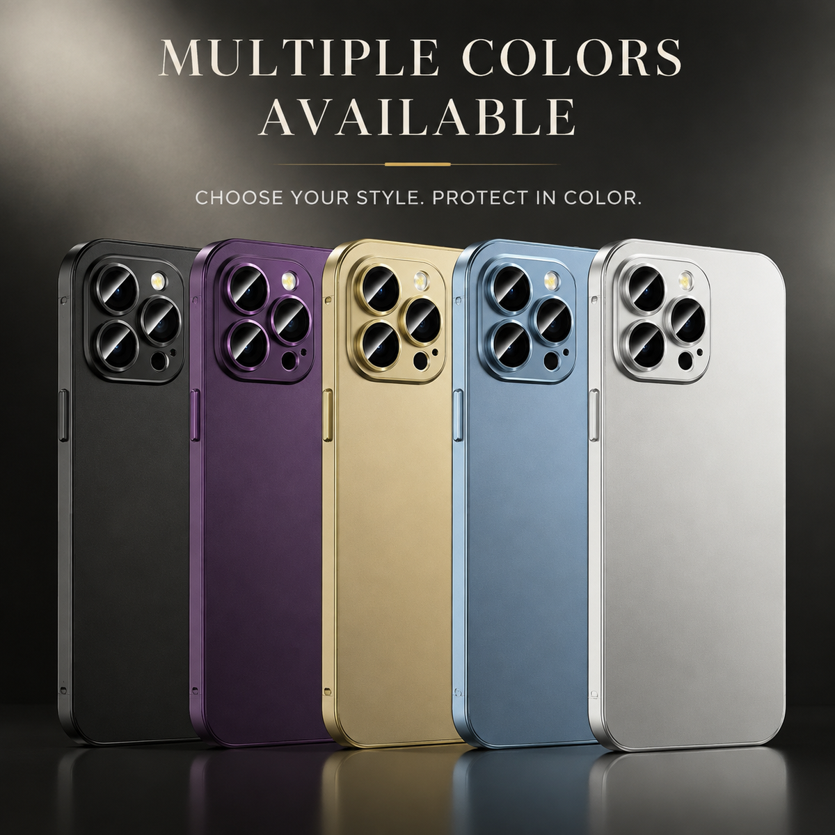 Premium iPhone Case Aluminum Metal Frame Shockproof Protective Cover Hard PC Back Camera Lens Protection Slim Lightweight Anti Scratch Design