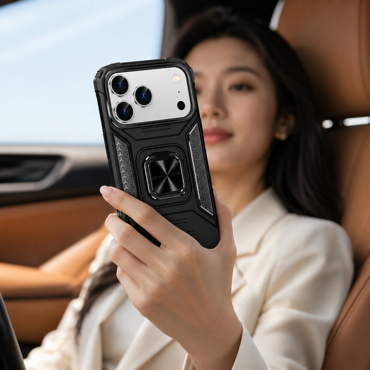 Premium iPhone Case Anti Drop Heavy Duty Ring Kickstand Shockproof Dual Layer Anti Scratch Non Slip Reinforced Protective Bracket Bumper Cover