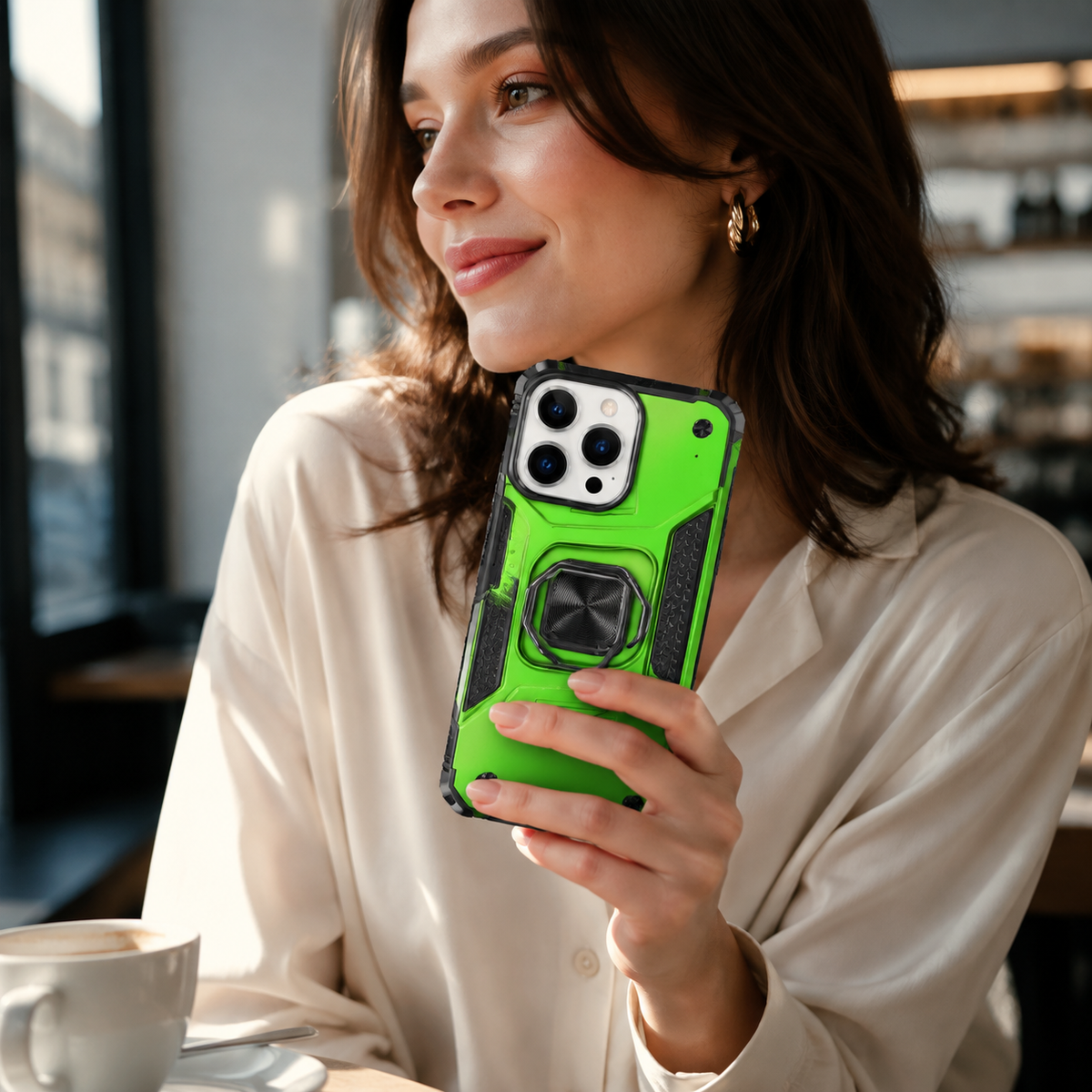 Premium iPhone Case Anti Drop Heavy Duty Ring Kickstand Shockproof Dual Layer Anti Scratch Non Slip Reinforced Protective Bracket Bumper Cover