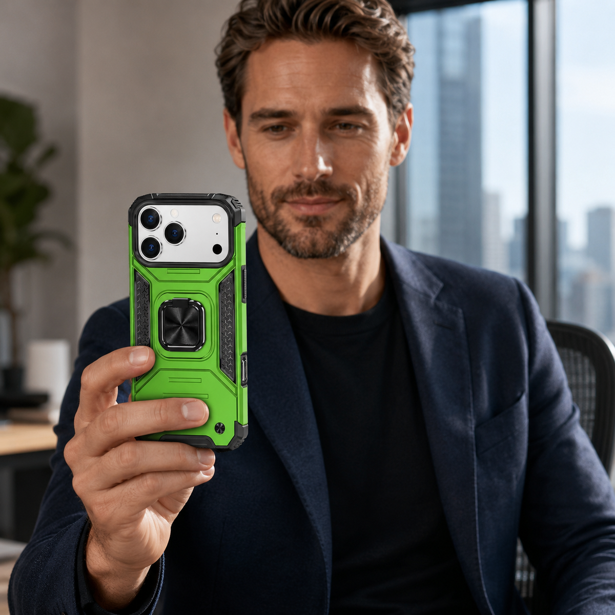 Premium iPhone Case Anti Drop Heavy Duty Ring Kickstand Shockproof Dual Layer Anti Scratch Non Slip Reinforced Protective Bracket Bumper Cover