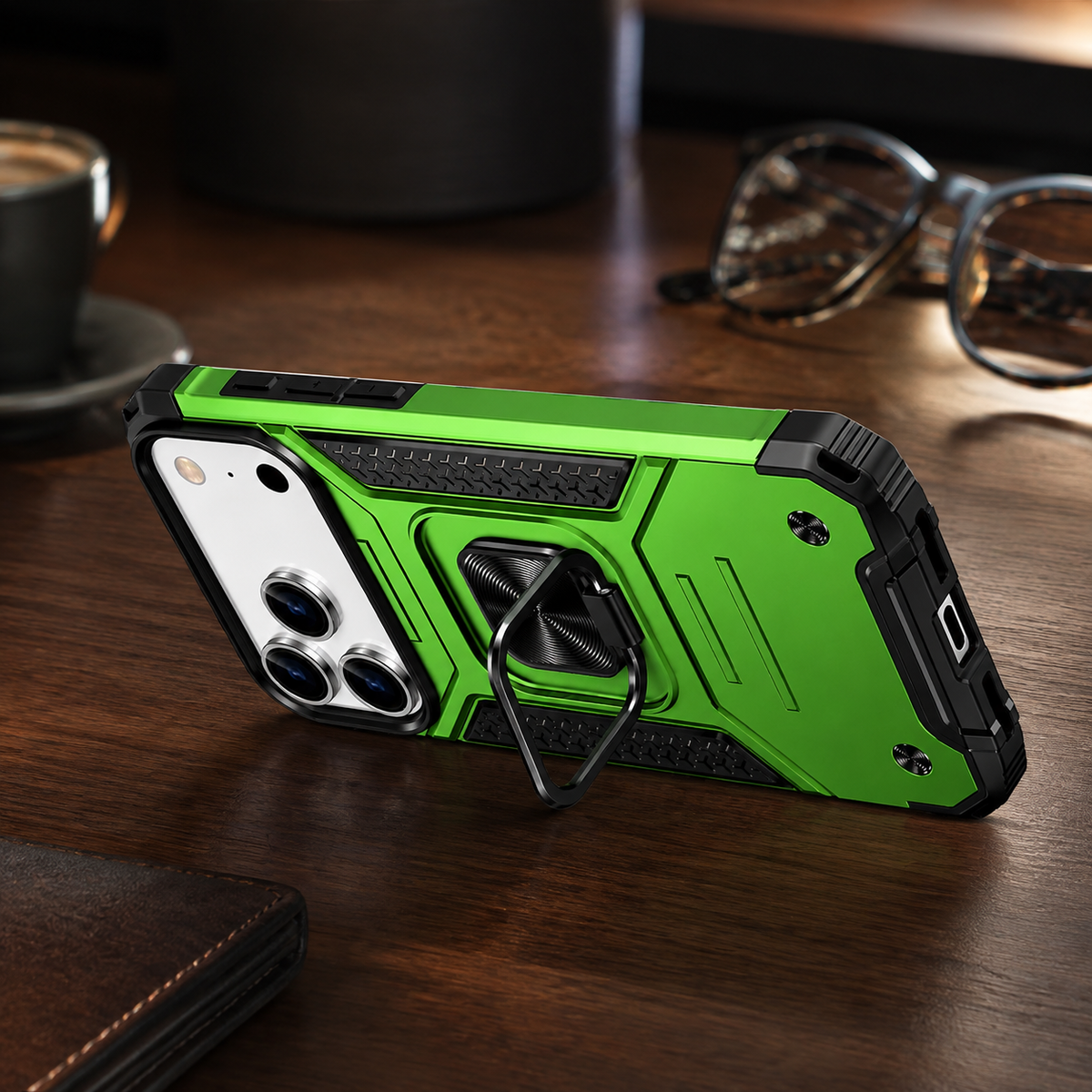 Premium iPhone Case Anti Drop Heavy Duty Ring Kickstand Shockproof Dual Layer Anti Scratch Non Slip Reinforced Protective Bracket Bumper Cover