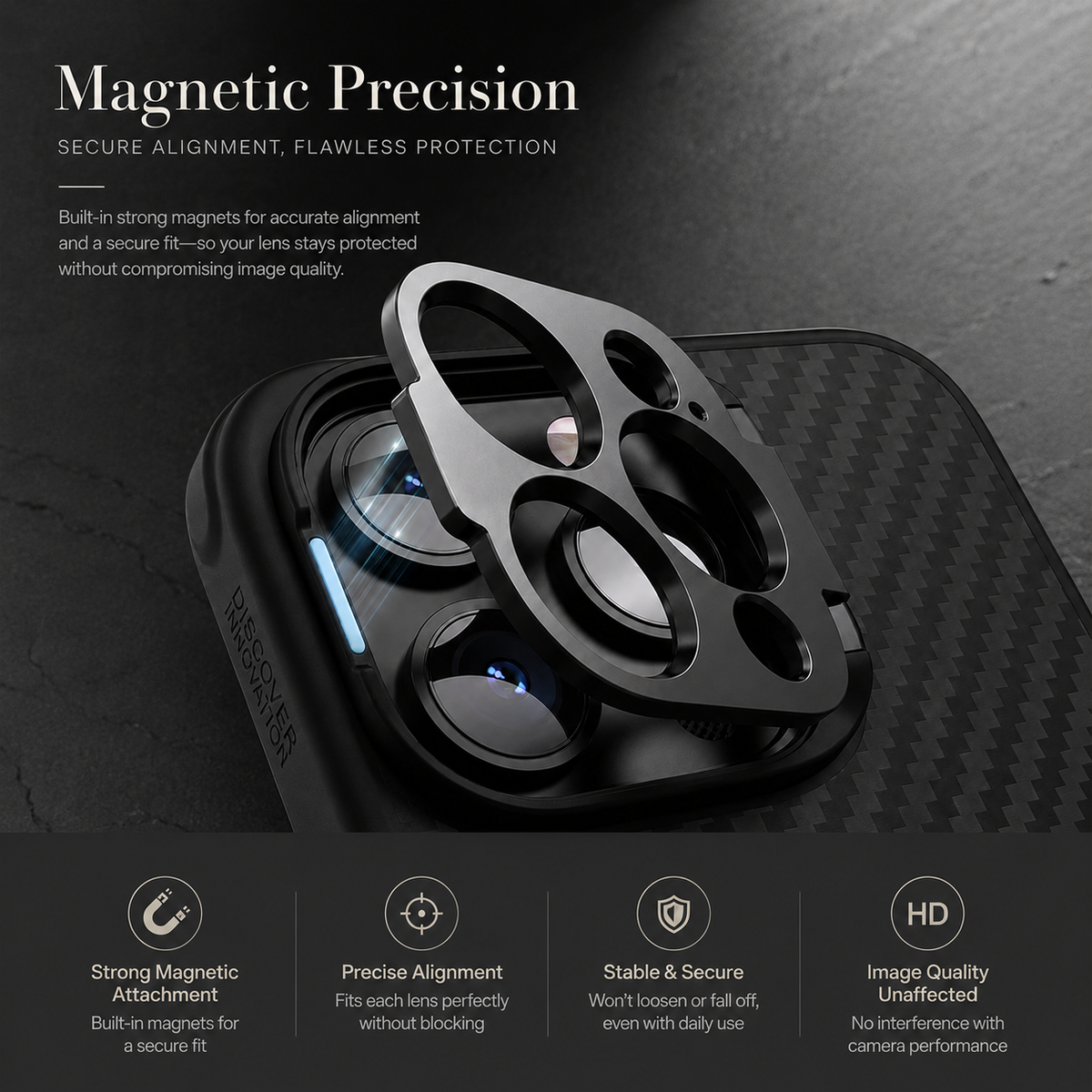 Premium iPhone Case Aramid Fiber Kevlar 600D Half Wrapped Cover with MagSafe Invisible Camera Ring Stand Shockproof Anti Fingerprint Design