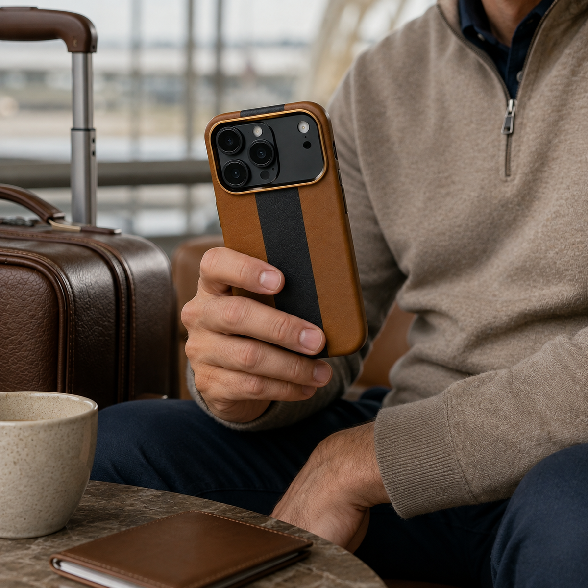 Premium iPhone Case Business Leather Magnetic Wireless Charging Shockproof Hard PC Artificial Leather Slim Anti Drop Protective Bumper Cover Case Design