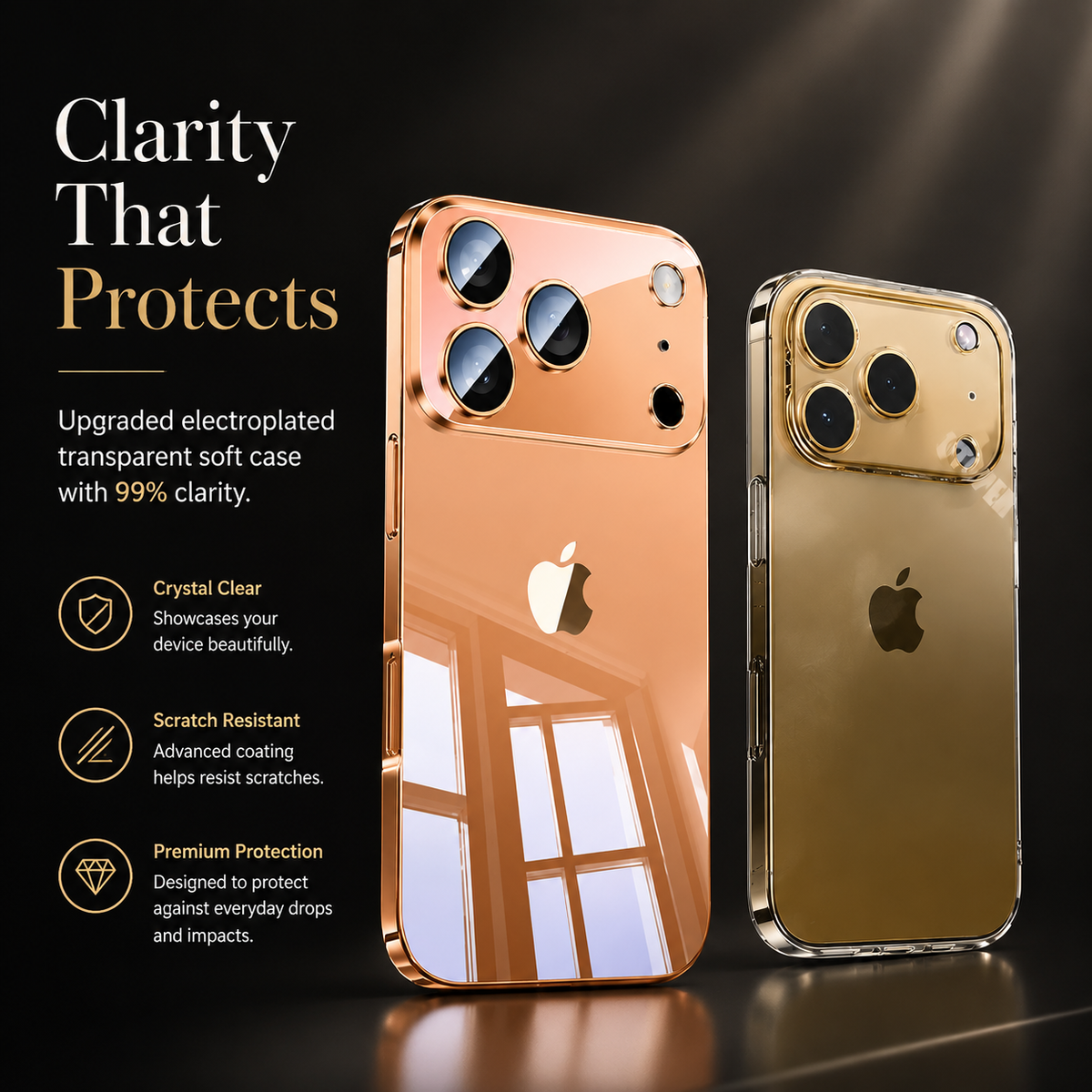 Premium iPhone Case Clear TPU Ultra Thin Protective Cover Camera Lens Protection Shockproof Anti Scratch Anti Fingerprint Transparent Slim Non Slip
