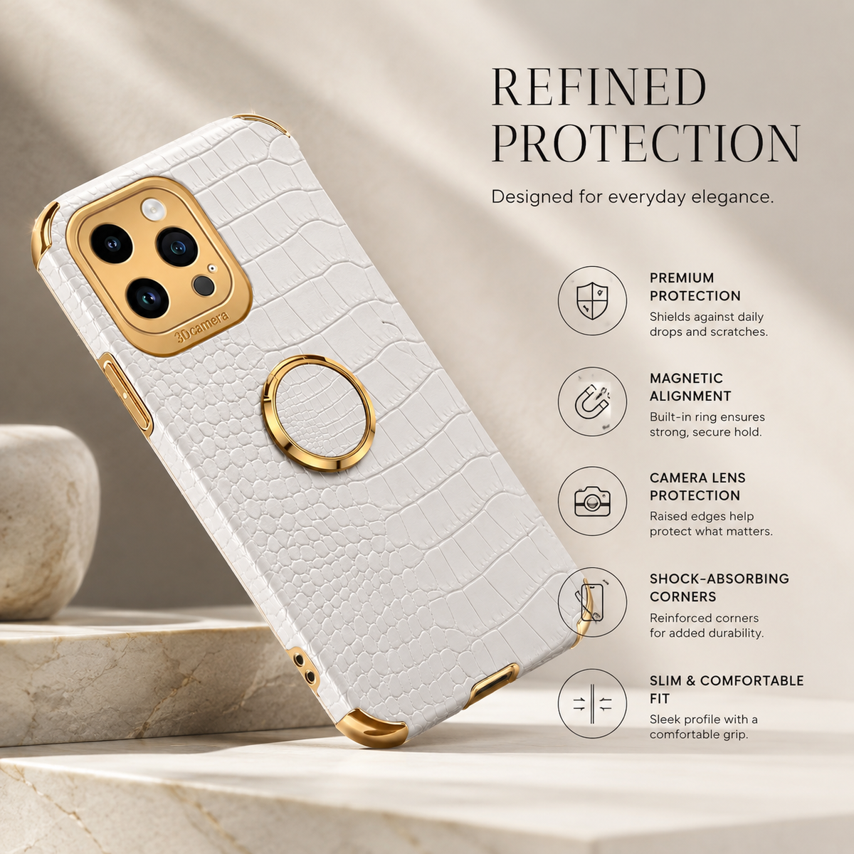 Premium iPhone Case Crocodile Leather Silicone Protective Cover Anti Scratch Lightweight Full Coverage Shockproof Camera Lens Guard Slim Anti Slip Design